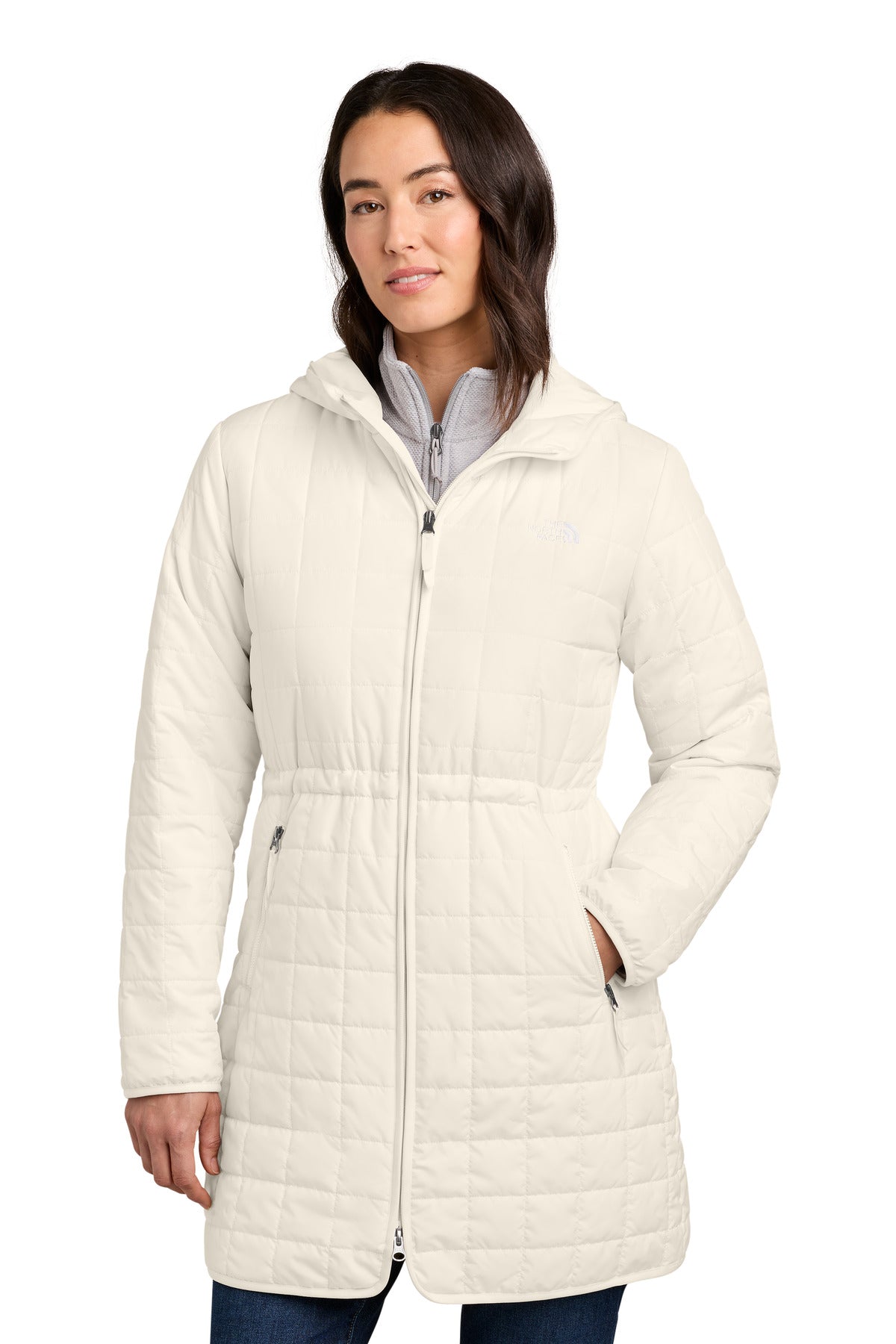 Custom White Dune Women's Iron Drift Quilted Hooded Parka NF0A8JEY, personalized by SanCanDo Swag in Argyle, TX