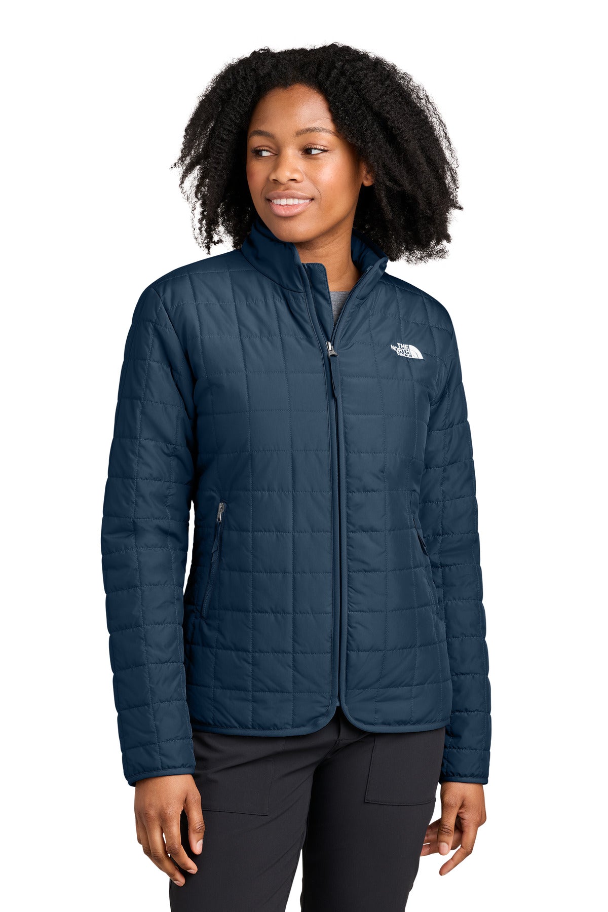Custom Summit Navy Women's Iron Drift Quilted Jacket NF0A8JEZ, personalized by SanCanDo Swag in Argyle, TX