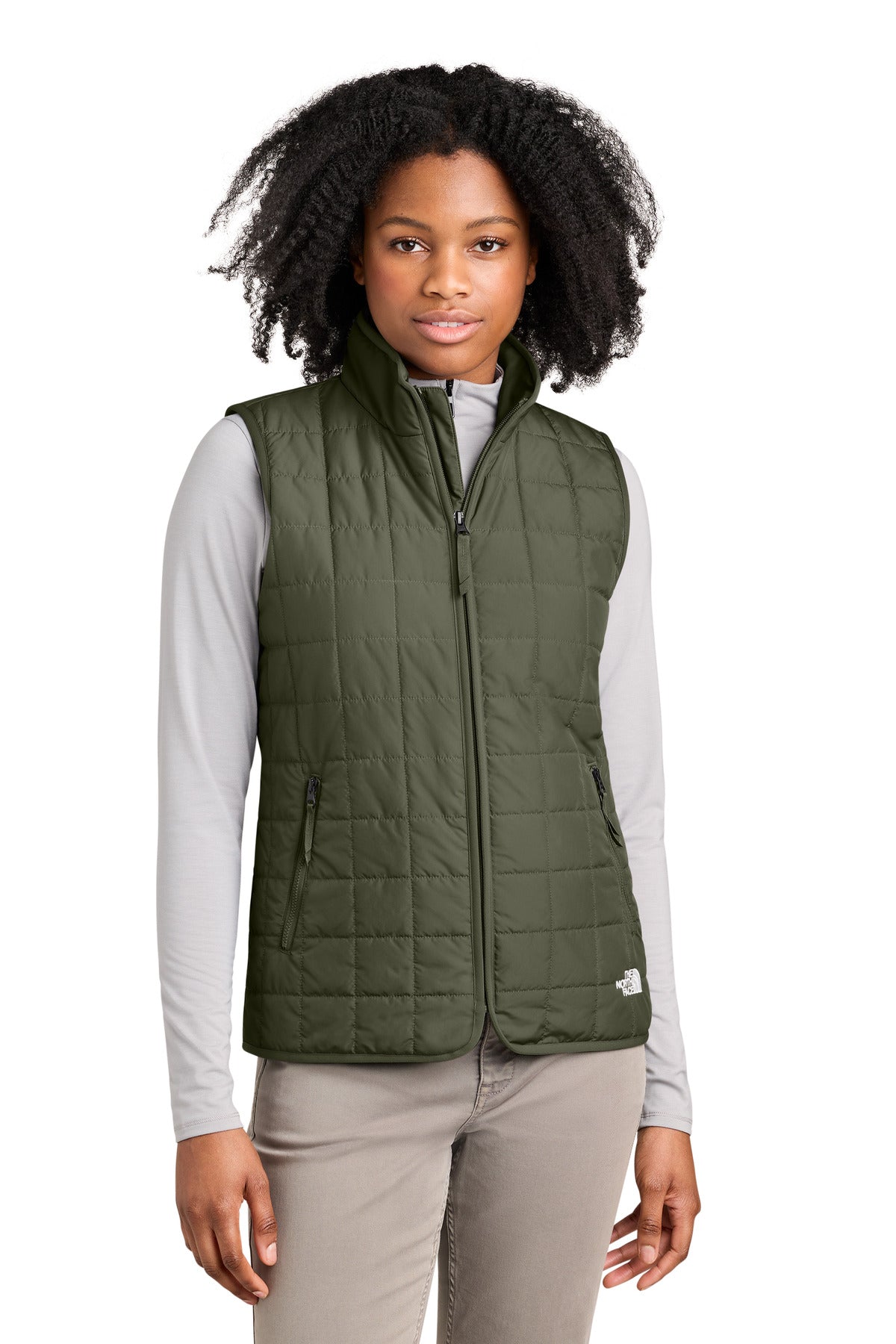 Custom New Taupe Green Women's Iron Drift Quilted Vest NF0A8JF0, personalized by SanCanDo Swag in Argyle, TX