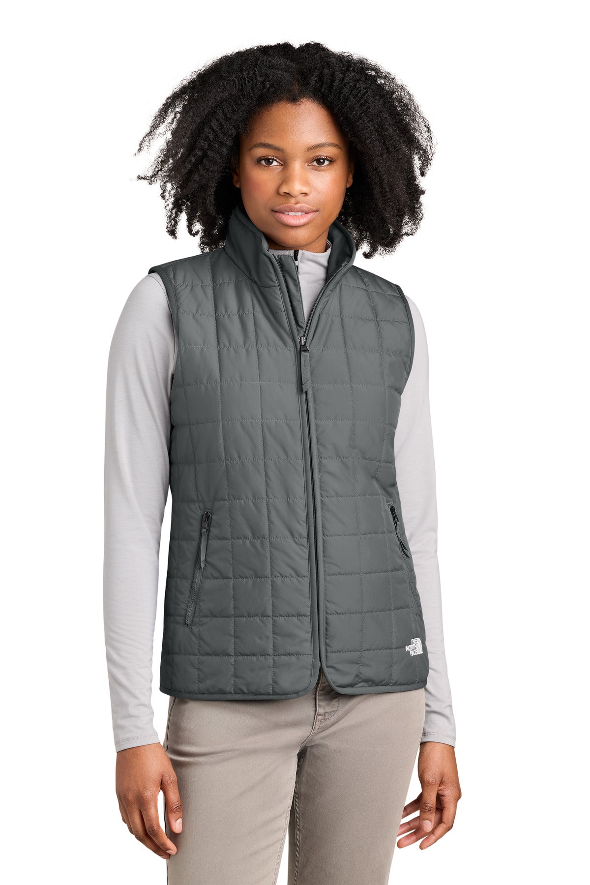 Custom Smoked Pearl Grey Women's Iron Drift Quilted Vest NF0A8JF0, personalized by SanCanDo Swag in Argyle, TX