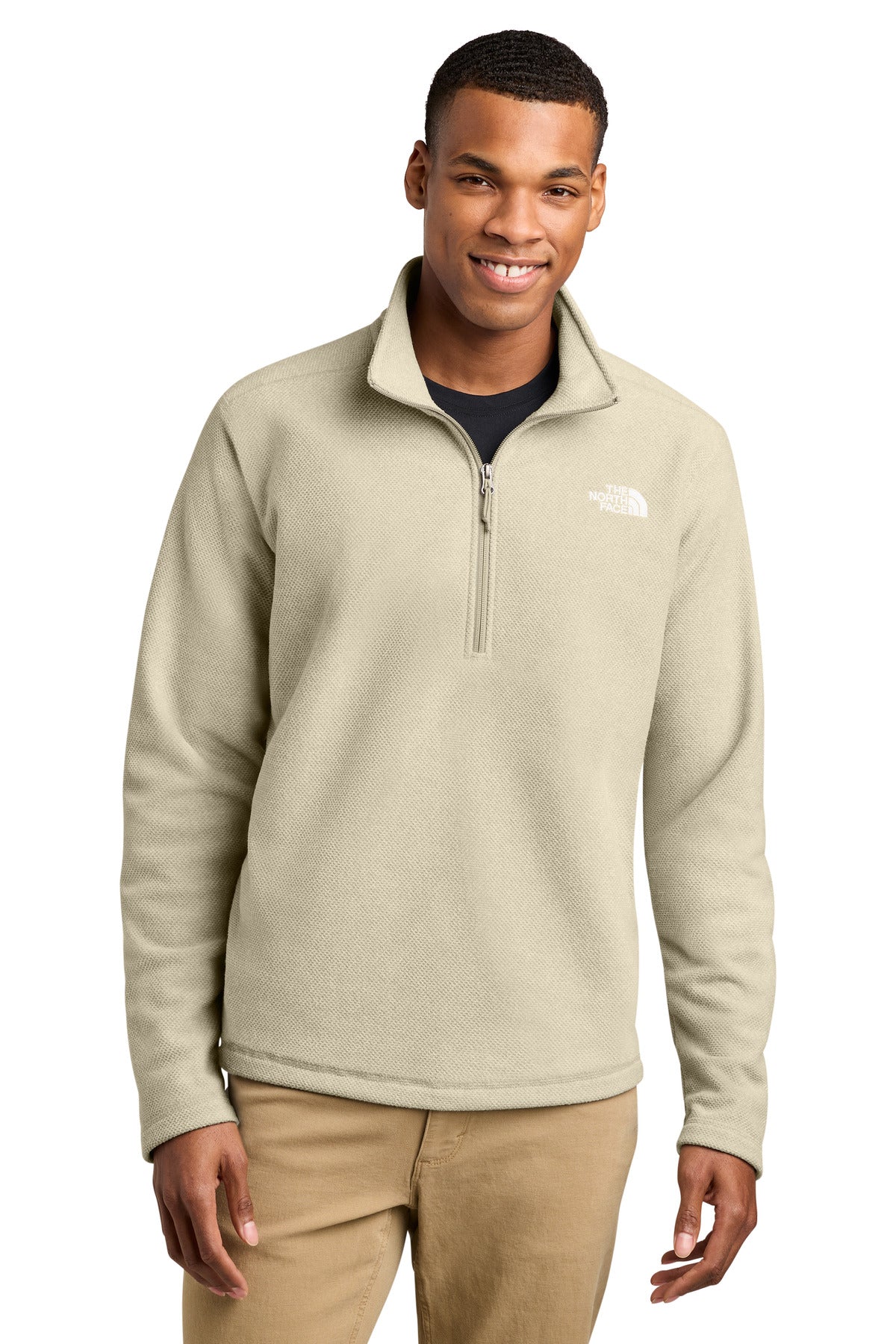 Custom Gravel Heather Textured Pine Grove 1/2-Zip NF0A8JF6, personalized by SanCanDo Swag in Argyle, TX