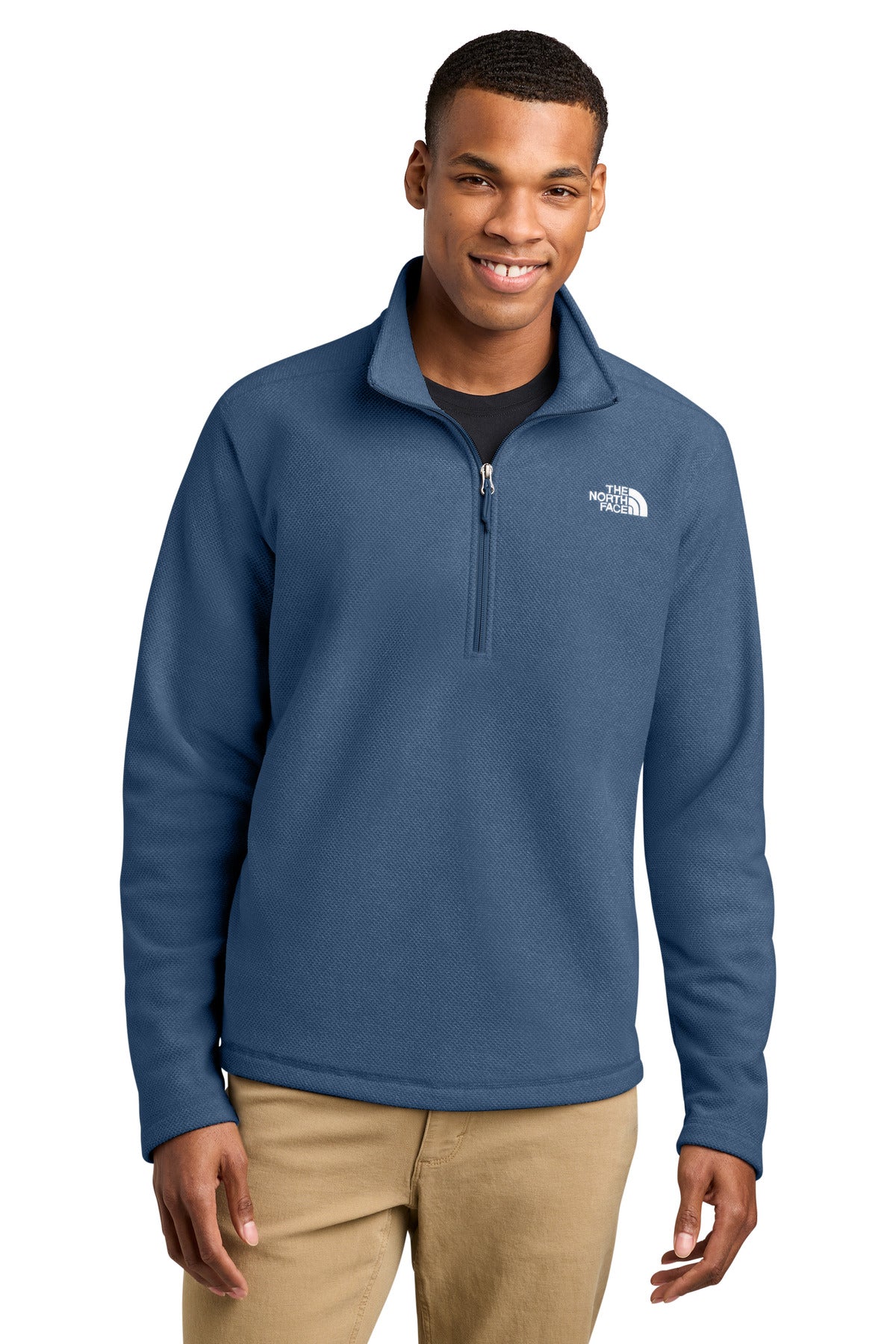 Custom Shady Blue Heather Textured Pine Grove 1/2-Zip NF0A8JF6, personalized by SanCanDo Swag in Argyle, TX