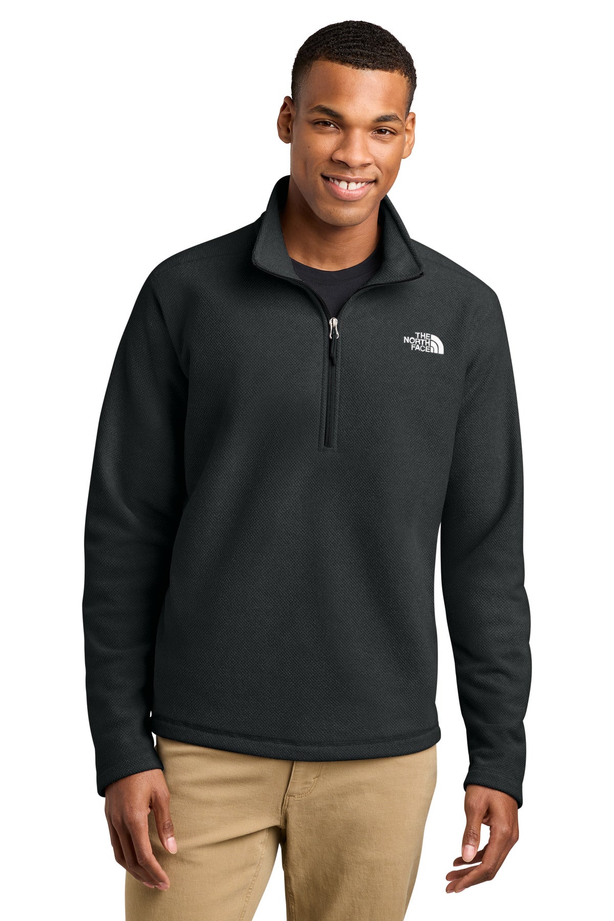 Custom TNF Black Heather Textured Pine Grove 1/2-Zip NF0A8JF6, personalized by SanCanDo Swag in Argyle, TX