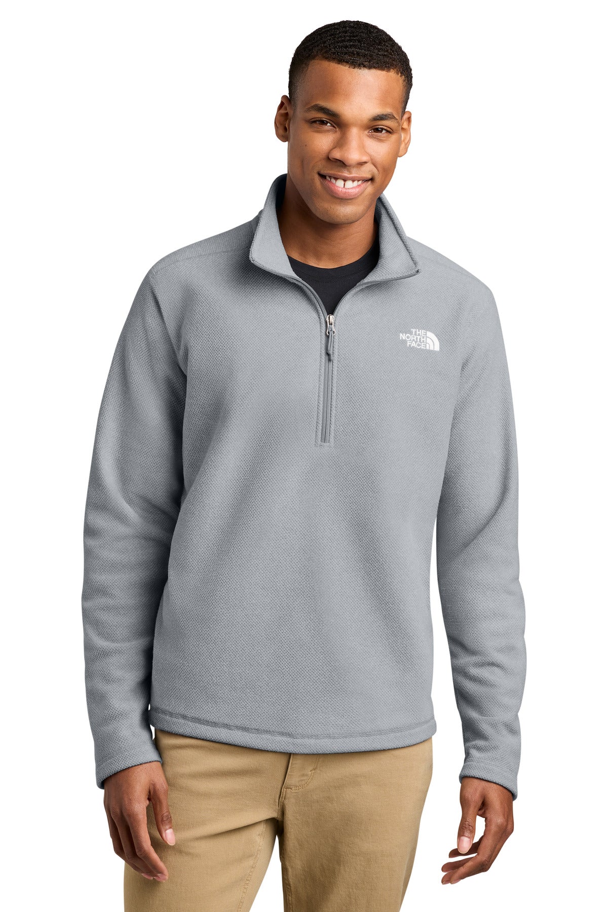 Custom TNF Light Grey Heather Textured Pine Grove 1/2-Zip NF0A8JF6, personalized by SanCanDo Swag in Argyle, TX