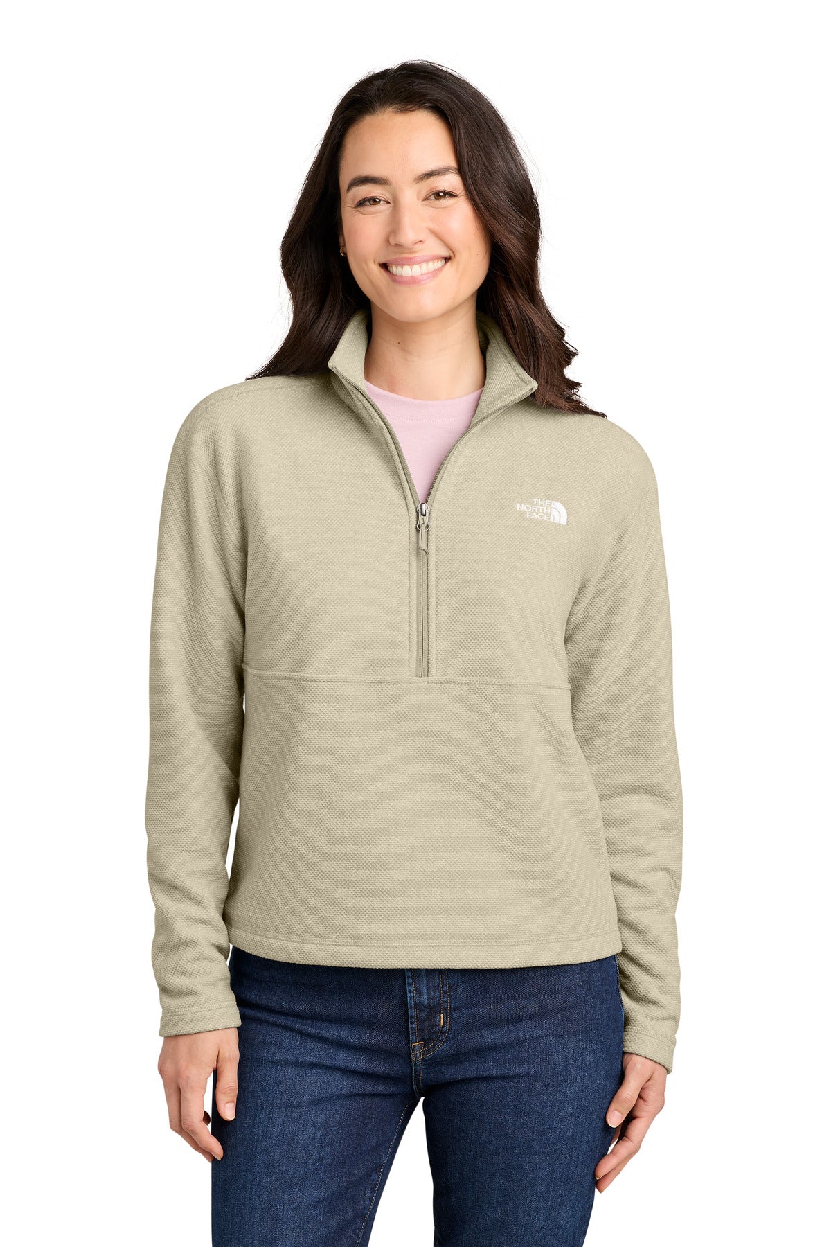 Custom Gravel Heather Women's Textured Pine Grove 1/2-Zip NF0A8JF7, personalized by SanCanDo Swag in Argyle, TX