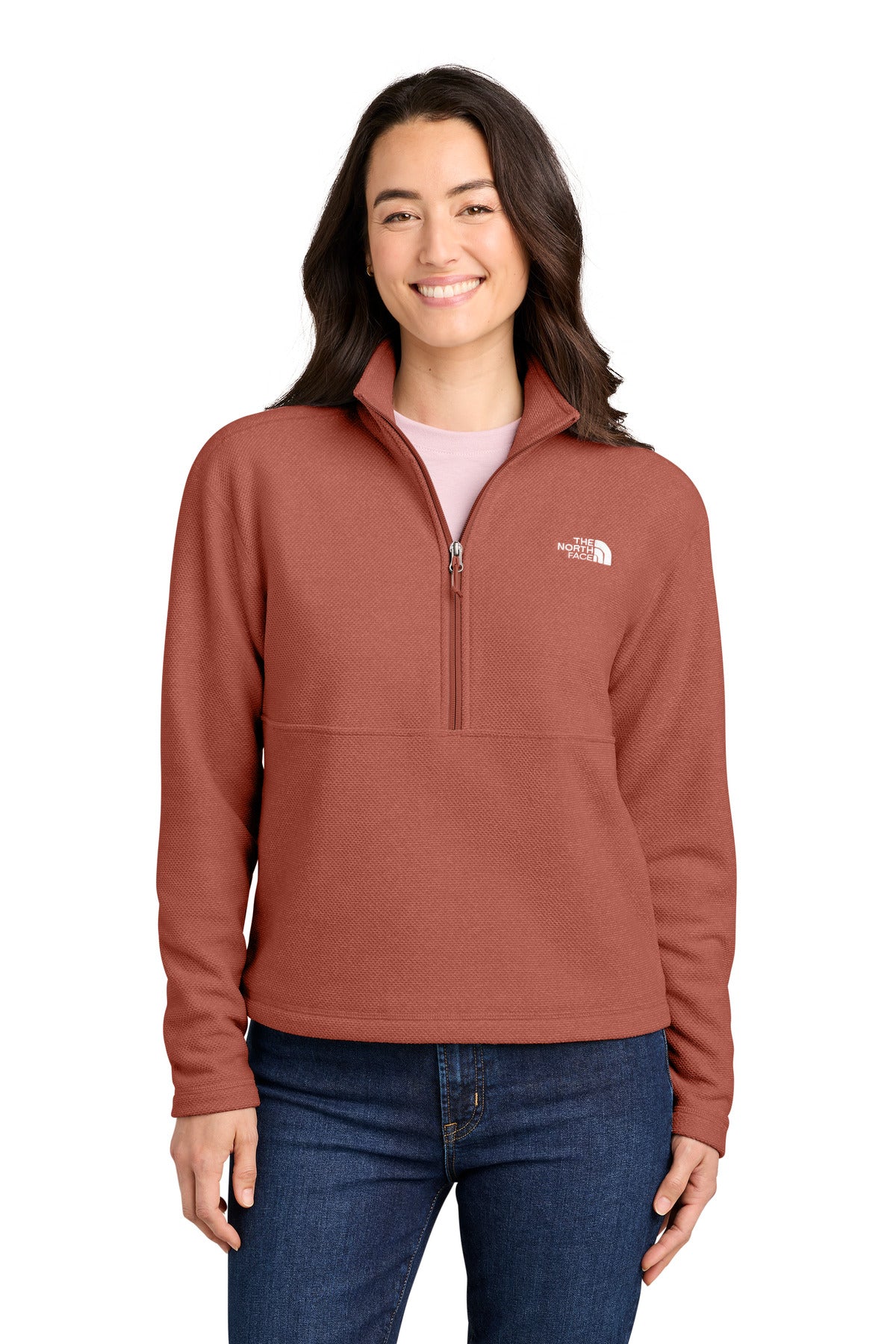 Custom Mars Dust Heather Women's Textured Pine Grove 1/2-Zip NF0A8JF7, personalized by SanCanDo Swag in Argyle, TX