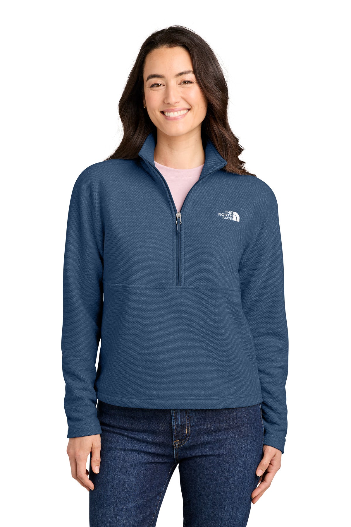 Custom Shady Blue Heather Women's Textured Pine Grove 1/2-Zip NF0A8JF7, personalized by SanCanDo Swag in Argyle, TX