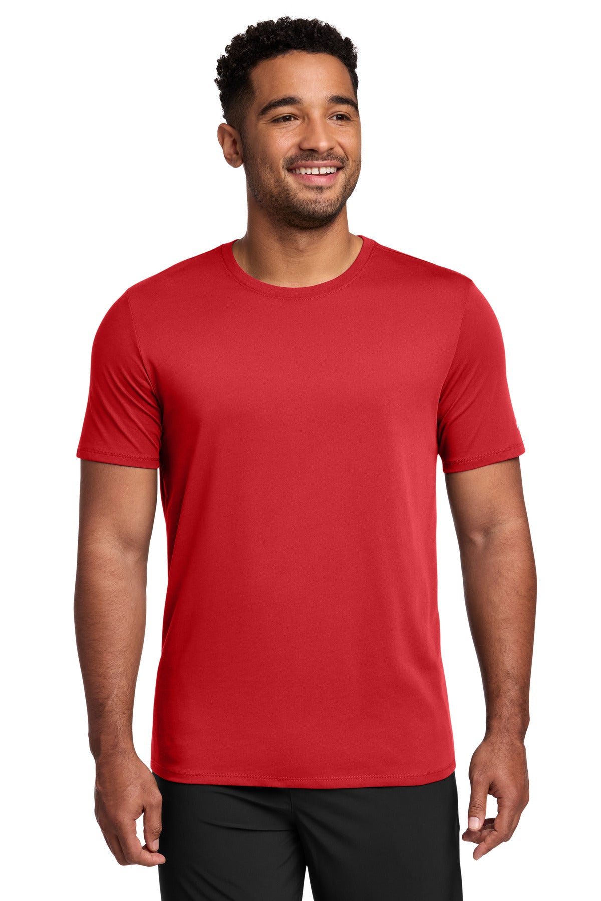 Custom Nike Dri-FIT Cotton/Poly Tee NKBQ5231 in Gym Red, personalized by SanCanDo Swag in Argyle, TX