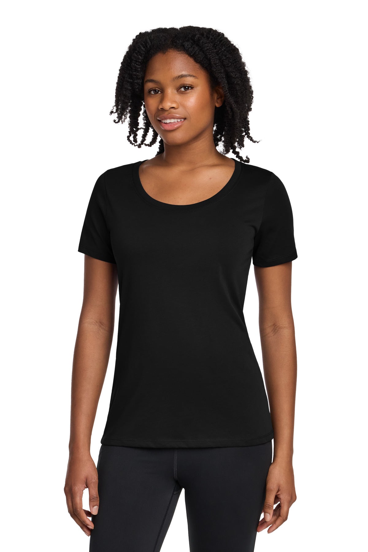 Custom Black Dri-FIT Cotton/Poly Scoop Neck Tee NKBQ5234, personalized by SanCanDo Swag in Argyle, TX
