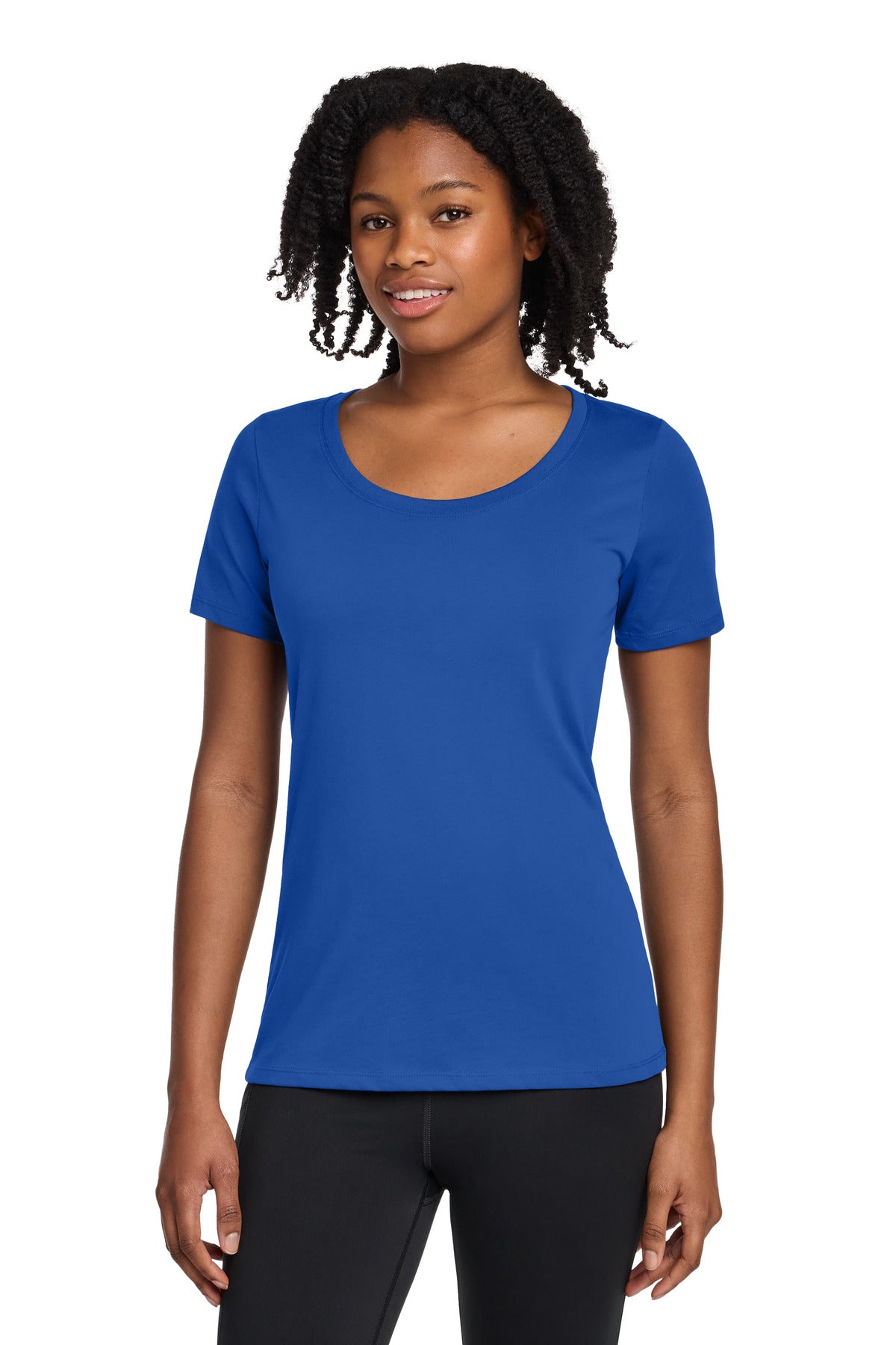 Custom Rush Blue Dri-FIT Cotton/Poly Scoop Neck Tee NKBQ5234, personalized by SanCanDo Swag in Argyle, TX