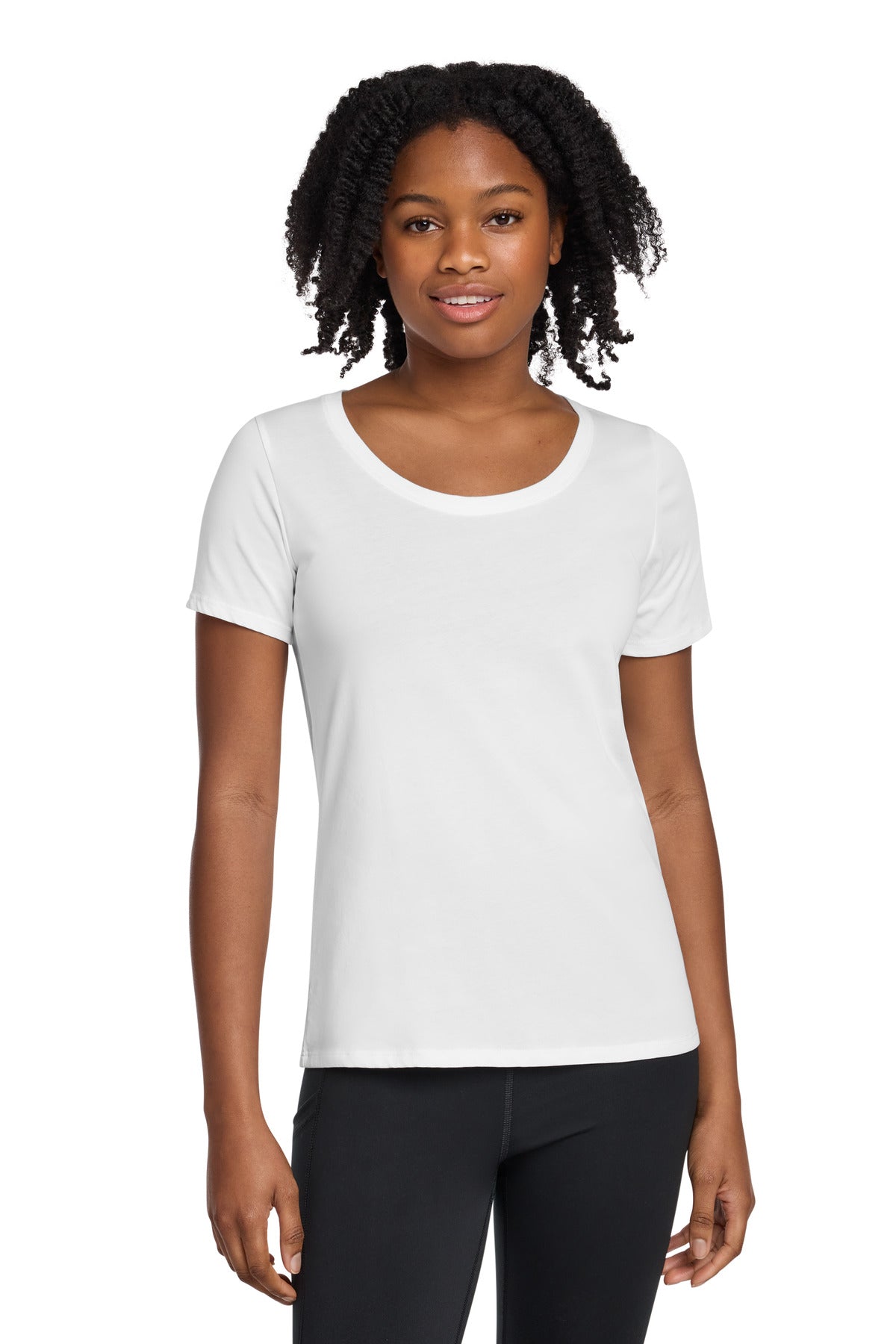 Custom White Dri-FIT Cotton/Poly Scoop Neck Tee NKBQ5234, personalized by SanCanDo Swag in Argyle, TX