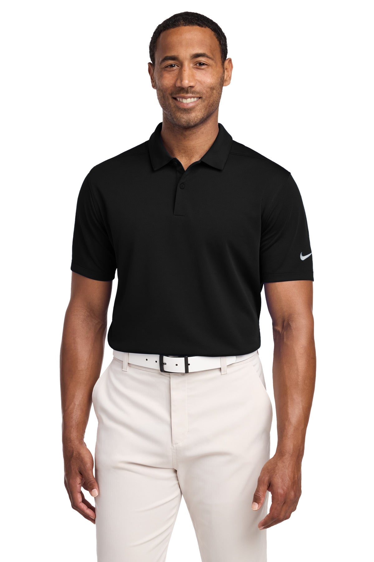 Custom Black Dry Essential Solid Polo NKBV6042, personalized by SanCanDo Swag in Argyle, TX