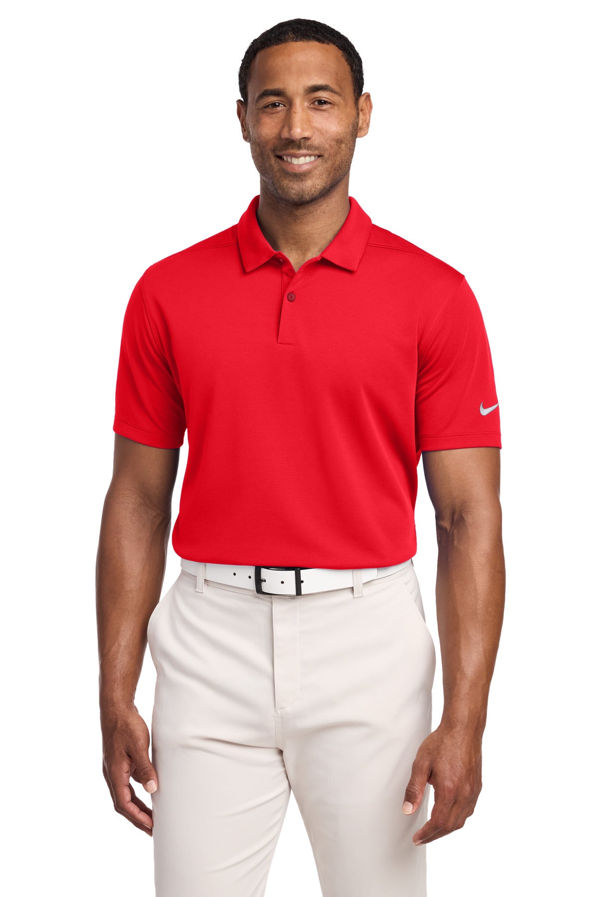 Custom University Red Dry Essential Solid Polo NKBV6042, personalized by SanCanDo Swag in Argyle, TX