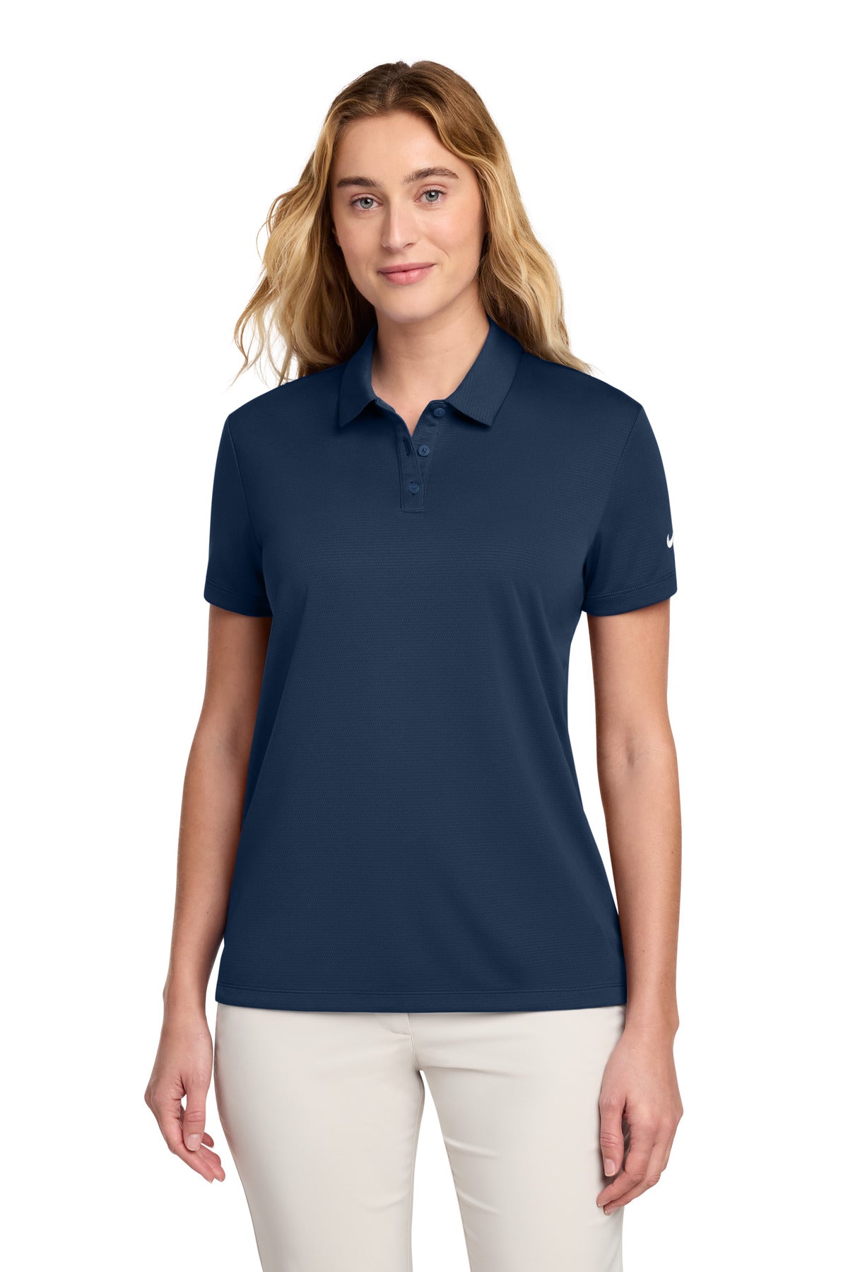 Custom Midnight Navy Women's Dry Essential Solid Polo NKBV6043, personalized by SanCanDo Swag in Argyle, TX