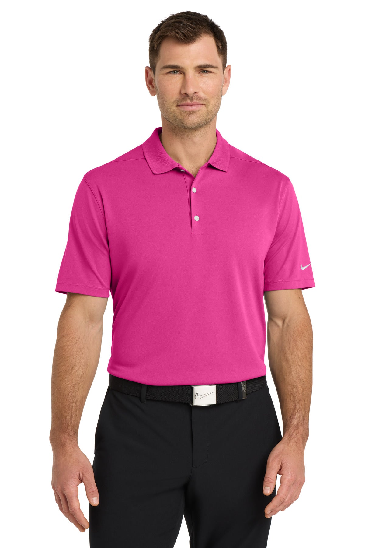 Custom Vivid Pink Dri-FIT Micro Pique 2.0 Polo NKDC1963, personalized by SanCanDo Swag in Argyle, TX