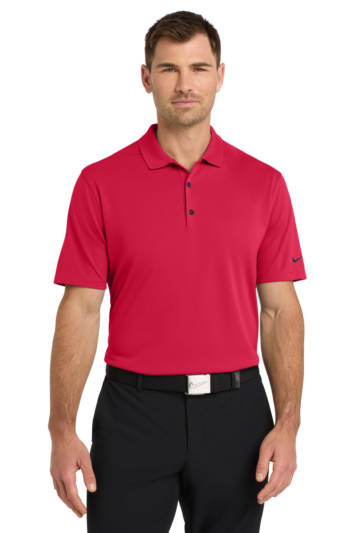 Custom University Red Dri-FIT Micro Pique 2.0 Polo NKDC1963, personalized by SanCanDo Swag in Argyle, TX