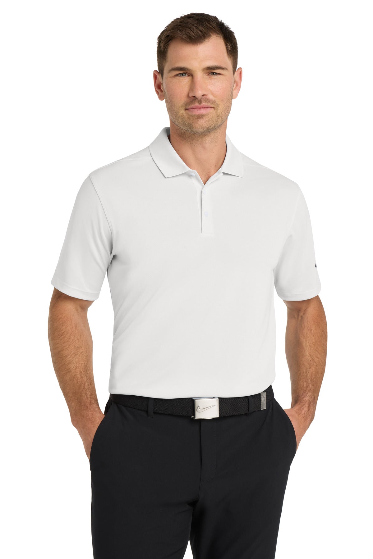 Custom White Dri-FIT Micro Pique 2.0 Polo NKDC1963, personalized by SanCanDo Swag in Argyle, TX