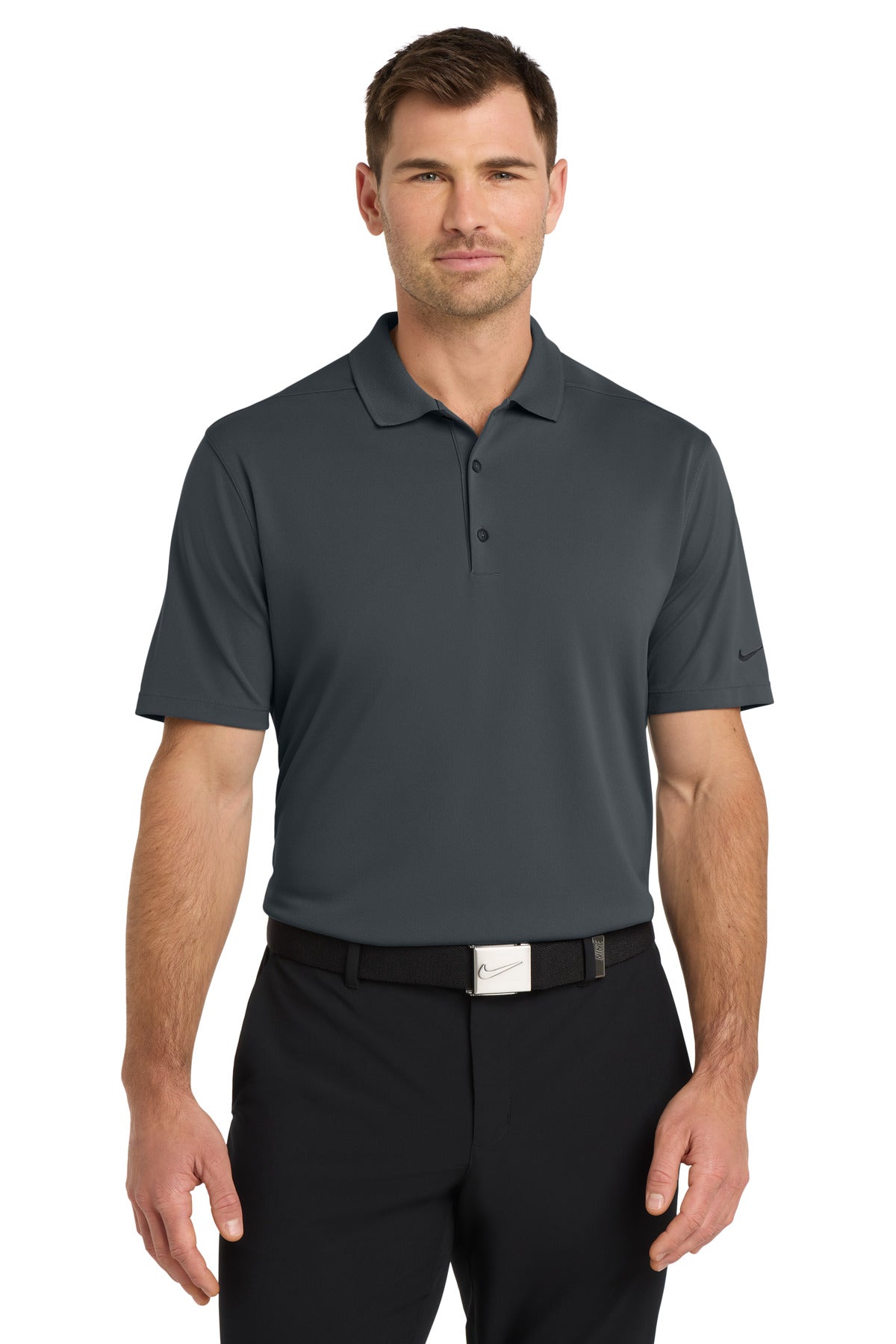 Custom Anthracite Dri-FIT Micro Pique 2.0 Polo NKDC1963, personalized by SanCanDo Swag in Argyle, TX