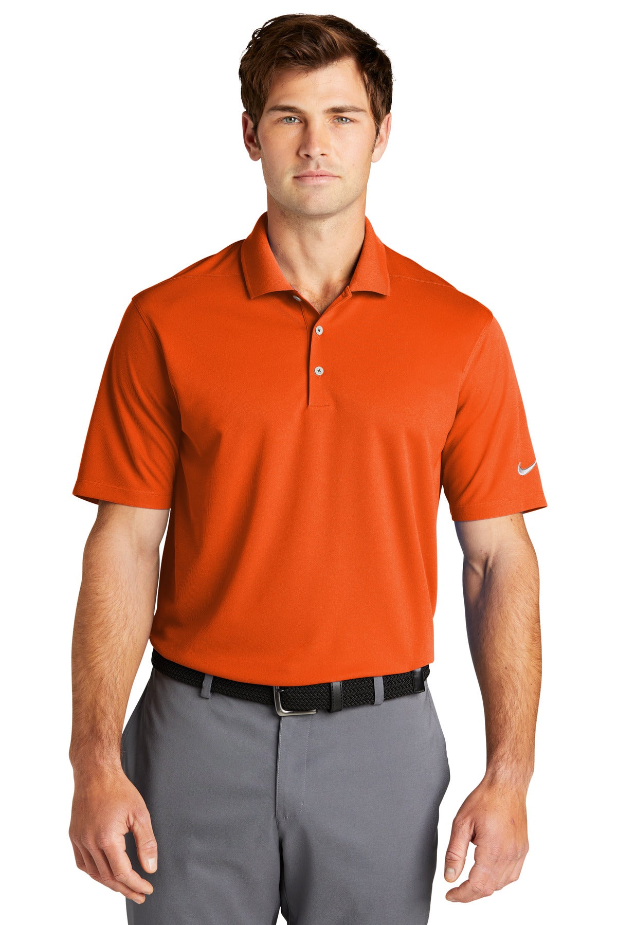 Custom Brilliant Orange Dri-FIT Micro Pique 2.0 Polo NKDC1963, personalized by SanCanDo Swag in Argyle, TX