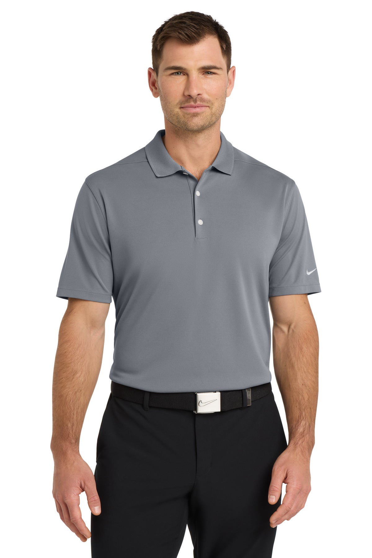 Custom Cool Grey Dri-FIT Micro Pique 2.0 Polo NKDC1963, personalized by SanCanDo Swag in Argyle, TX