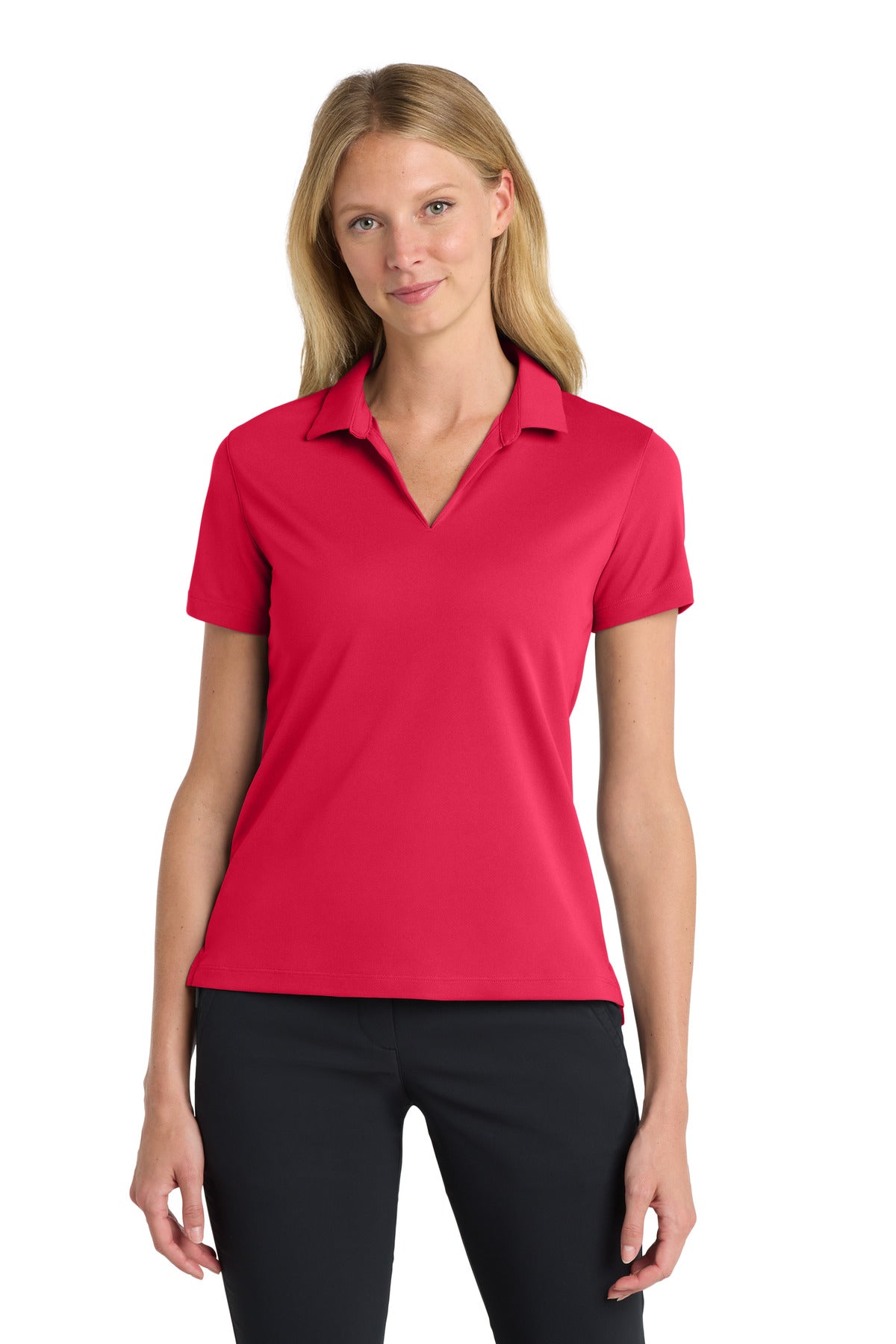 Custom University Red Women's Dri-FIT Micro Pique 2.0 Polo NKDC1991, personalized by SanCanDo Swag in Argyle, TX