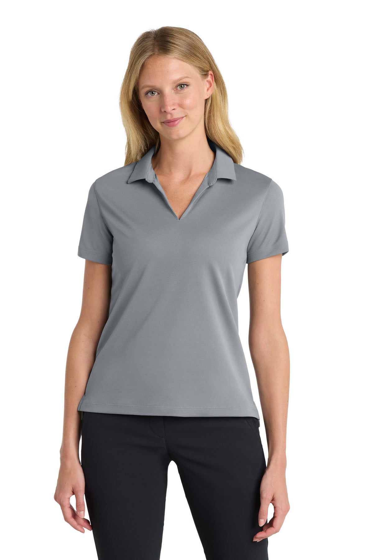 Custom Cool Grey Women's Dri-FIT Micro Pique 2.0 Polo NKDC1991, personalized by SanCanDo Swag in Argyle, TX