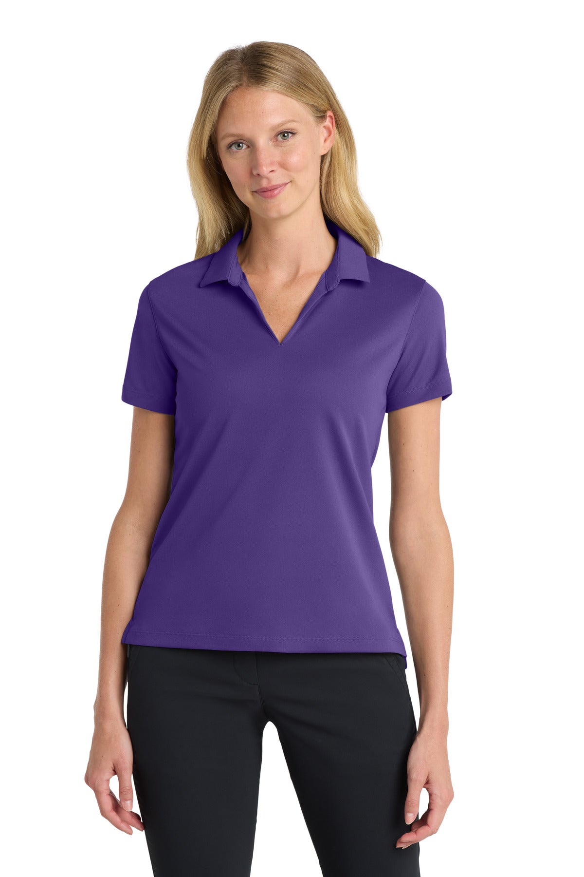 Custom Court Purple Women's Dri-FIT Micro Pique 2.0 Polo NKDC1991, personalized by SanCanDo Swag in Argyle, TX