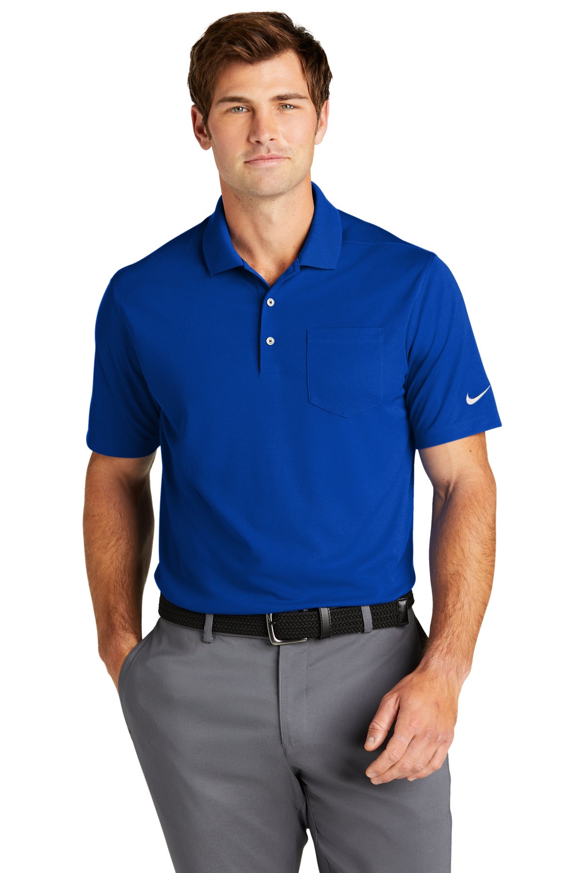 Custom Game Royal Dri-FIT Micro Pique 2.0 Pocket Polo NKDC2103, personalized by SanCanDo Swag in Argyle, TX