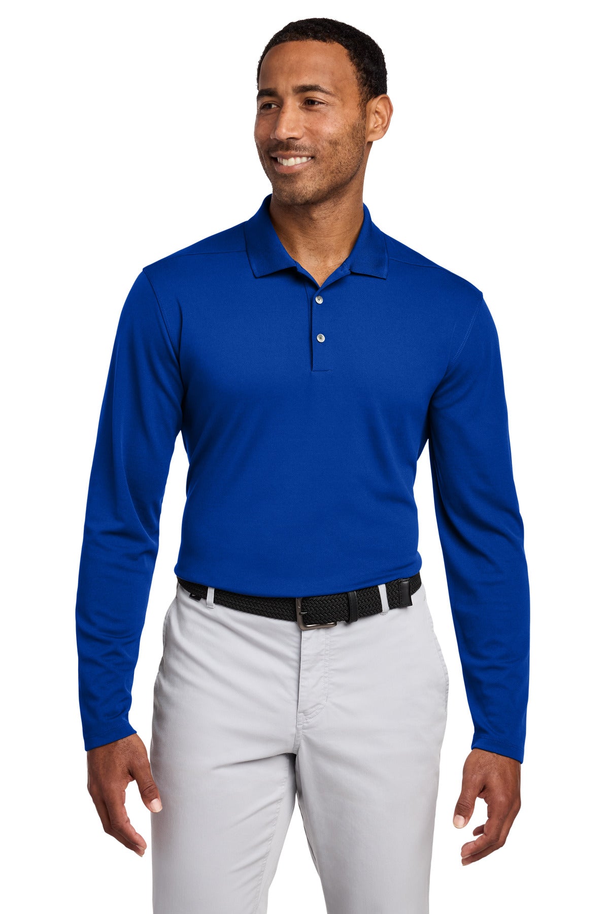 Custom Game Royal Dri-FIT Micro Pique 2.0 Long Sleeve Polo NKDC2104, personalized by SanCanDo Swag in Argyle, TX