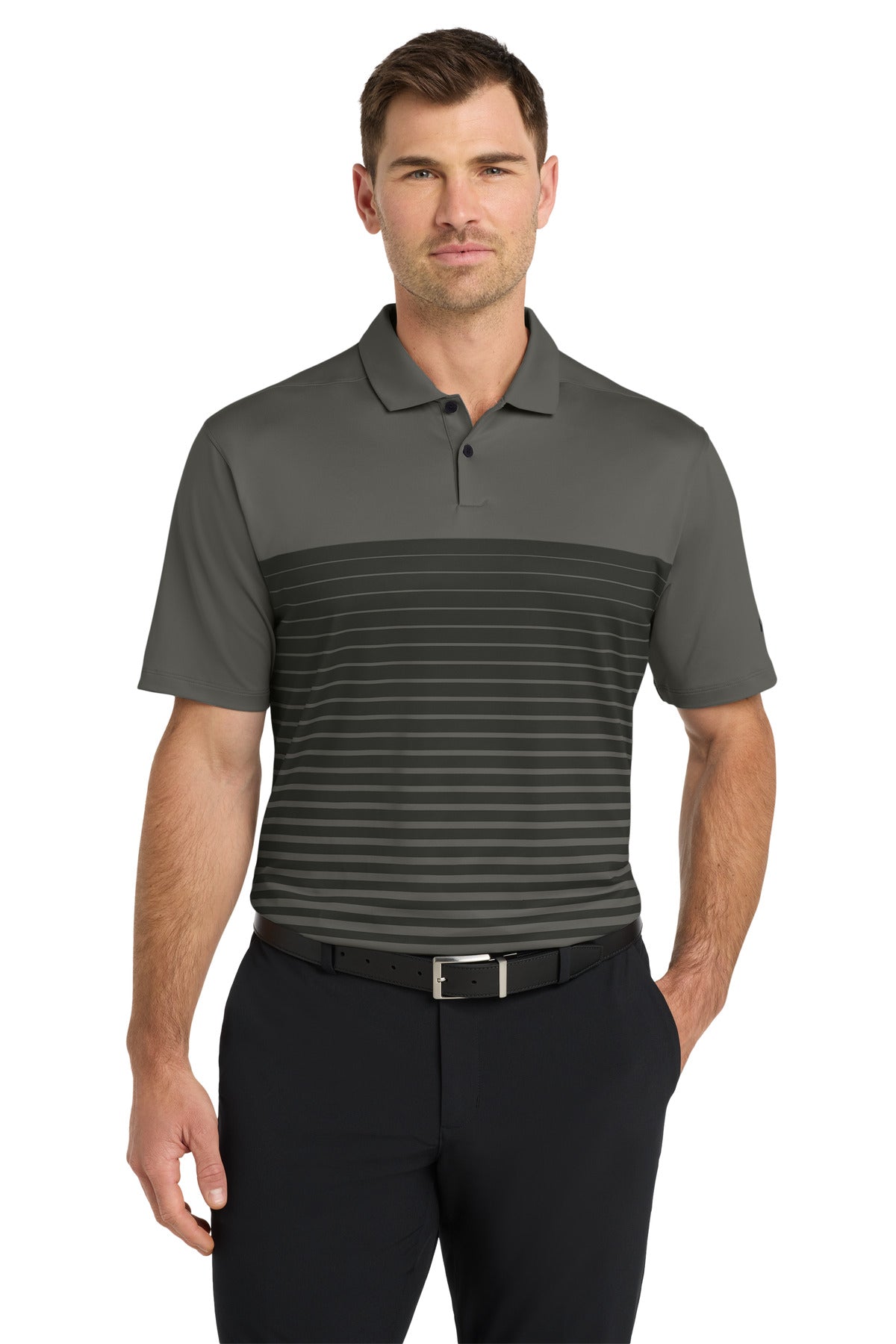 Custom Anthracite Dri-FIT Vapor Block Polo NKDC2114, personalized by SanCanDo Swag in Argyle, TX
