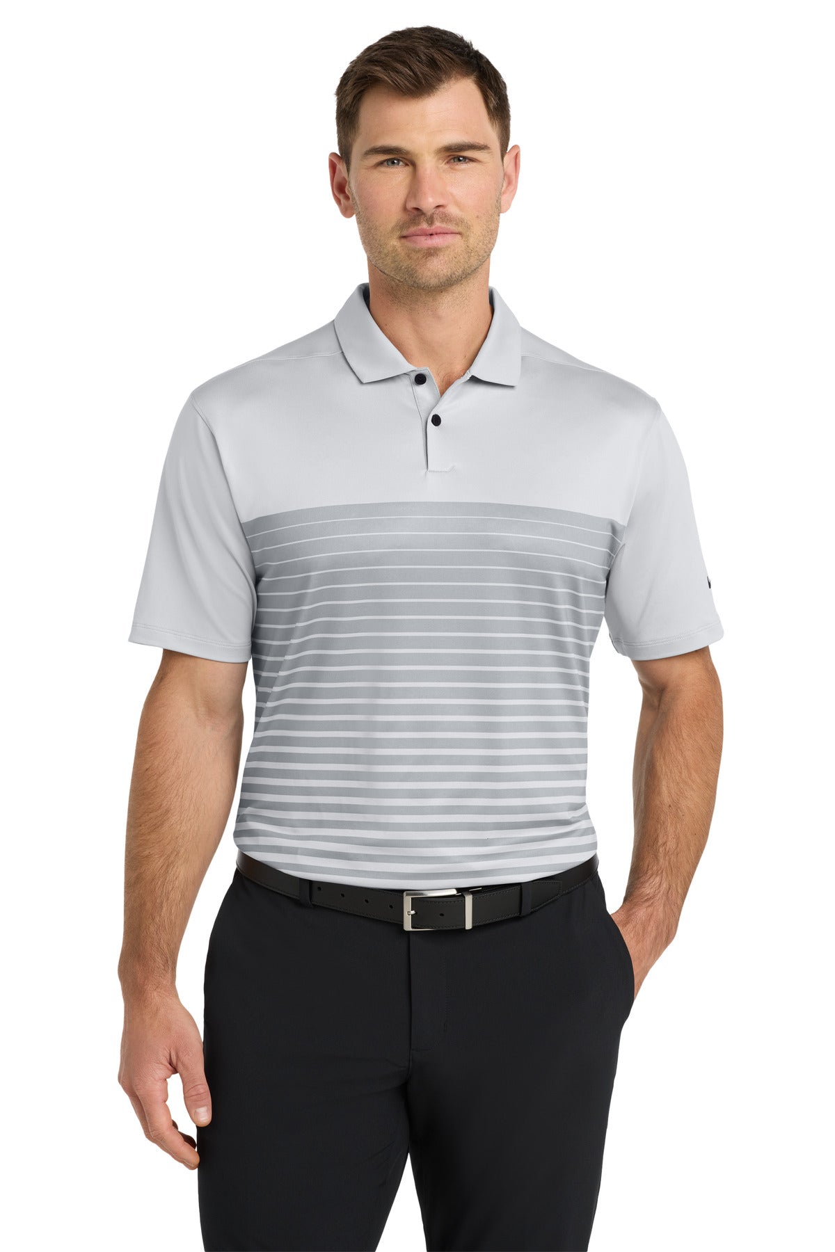 Custom Wolf Grey Dri-FIT Vapor Block Polo NKDC2114, personalized by SanCanDo Swag in Argyle, TX
