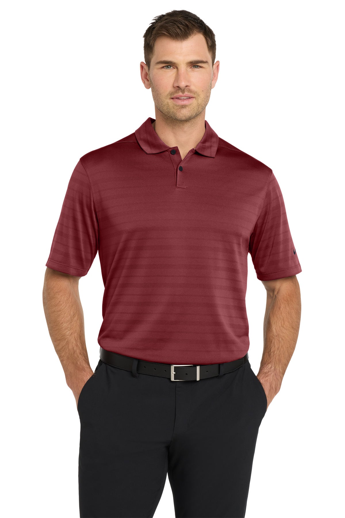 Custom Team Red Dri-FIT Vapor Jacquard Polo NKDC2115, personalized by SanCanDo Swag in Argyle, TX