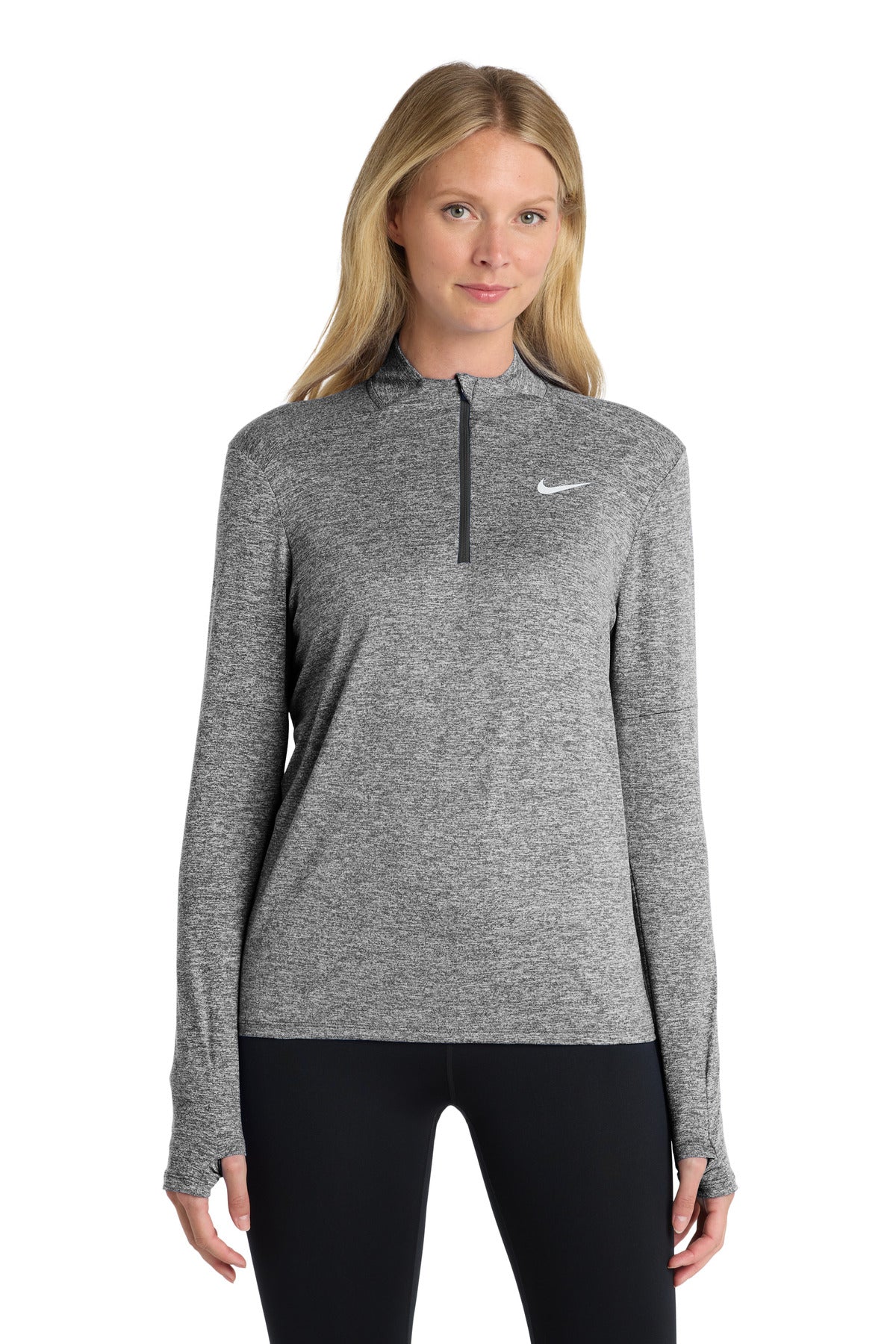 Custom Black Heather Women's Dri-FIT Element 1/2-Zip Top NKDH4951, personalized by SanCanDo Swag in Argyle, TX