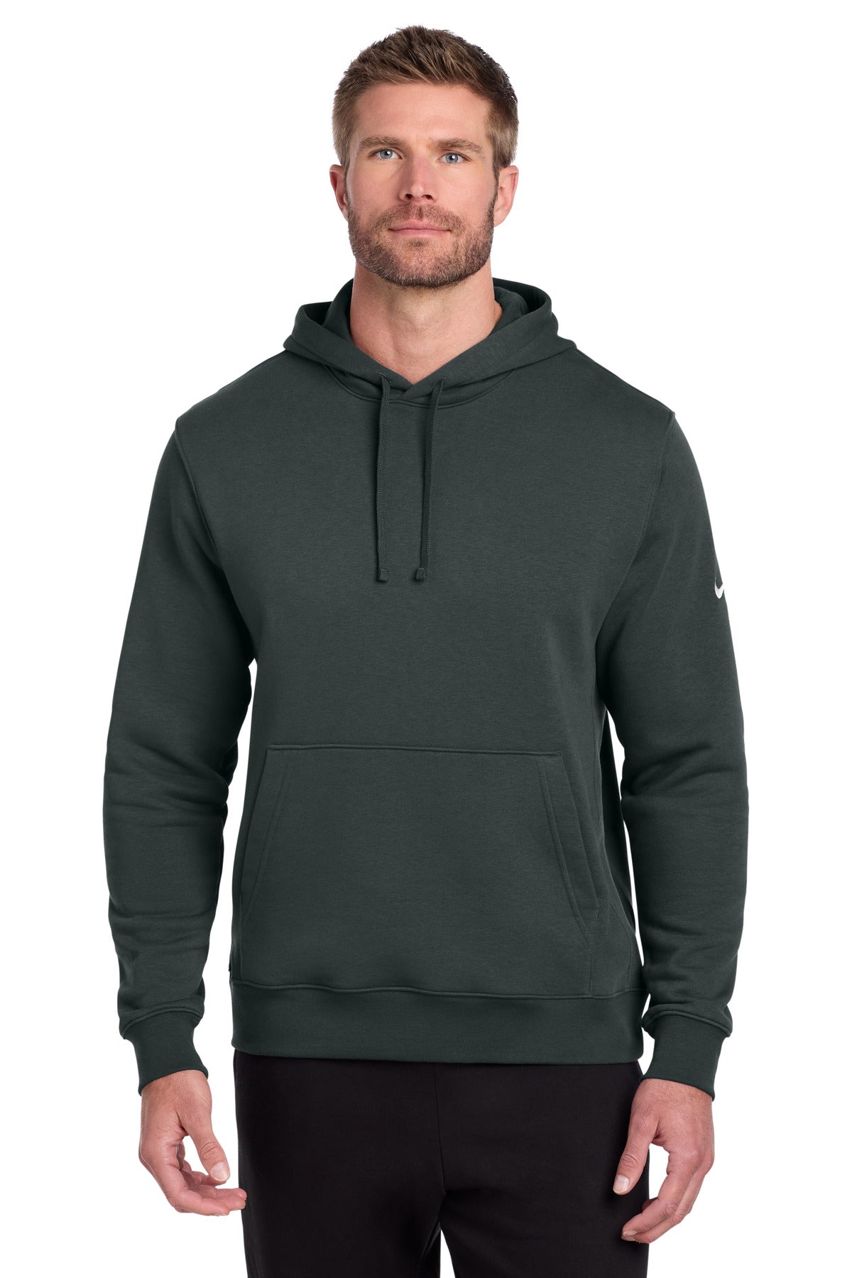 Custom Anthracite Club Fleece Sleeve Swoosh Pullover Hoodie NKDR1499, personalized by SanCanDo Swag in Argyle, TX
