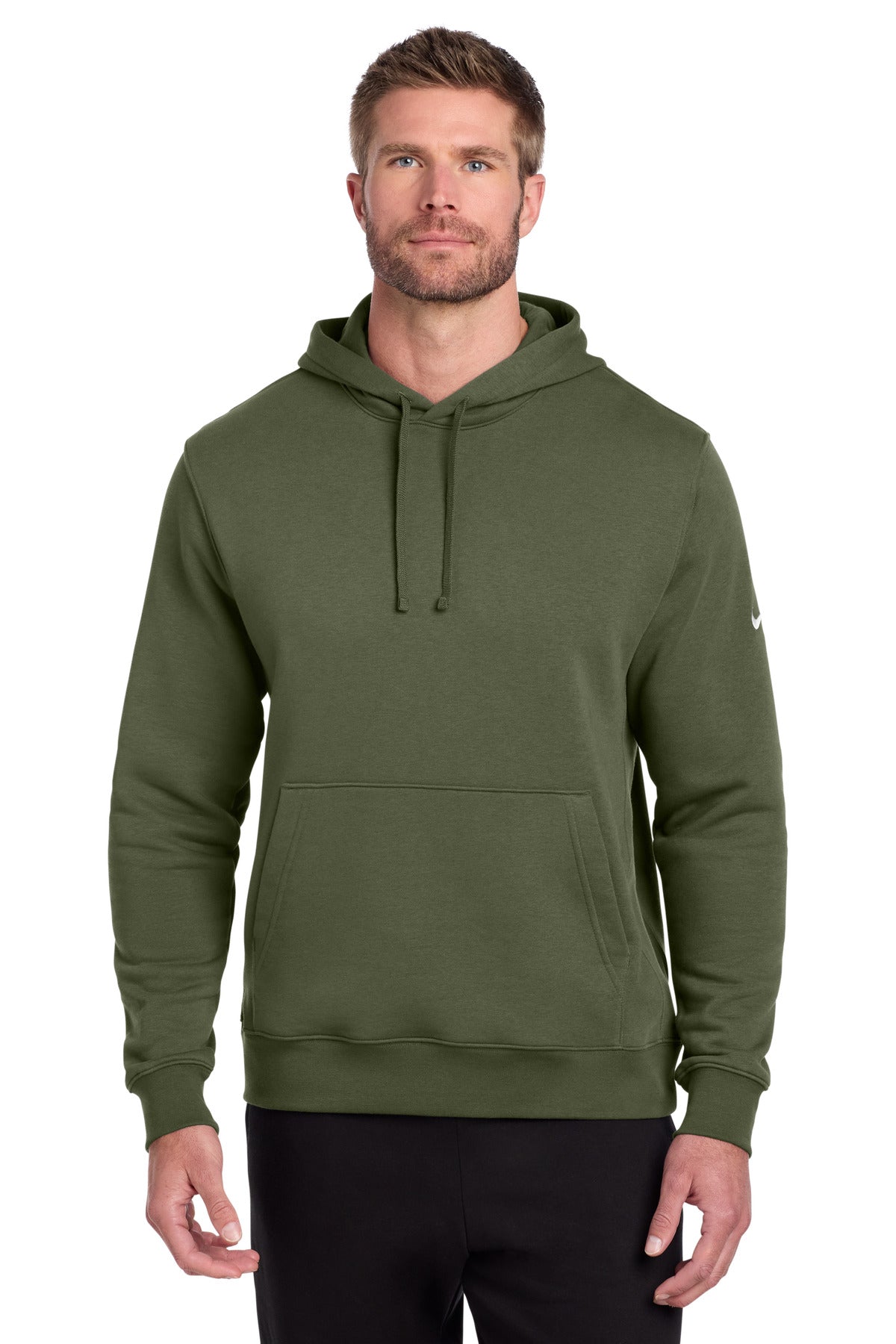 Custom Medium Olive Club Fleece Sleeve Swoosh Pullover Hoodie NKDR1499, personalized by SanCanDo Swag in Argyle, TX