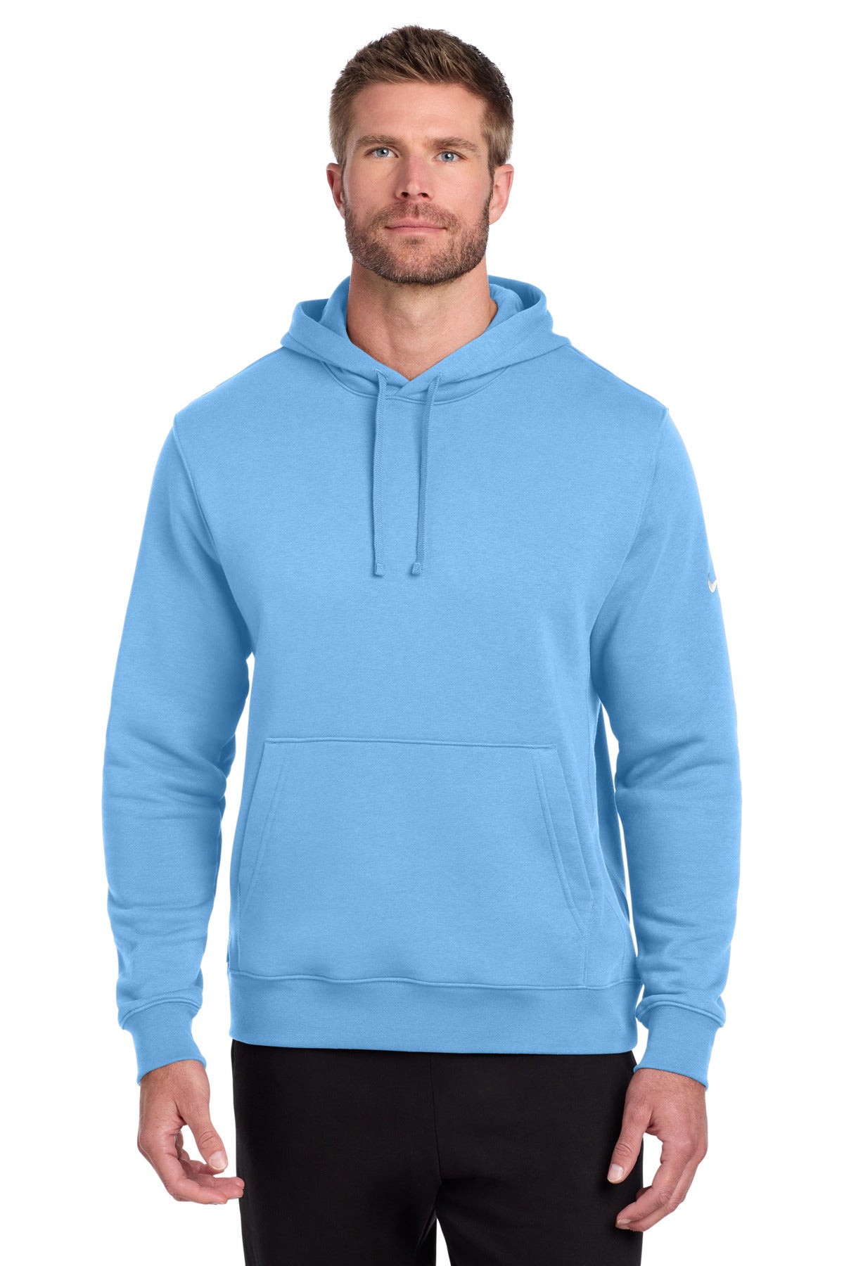 Custom Football Blue Club Fleece Sleeve Swoosh Pullover Hoodie NKDR1499, personalized by SanCanDo Swag in Argyle, TX