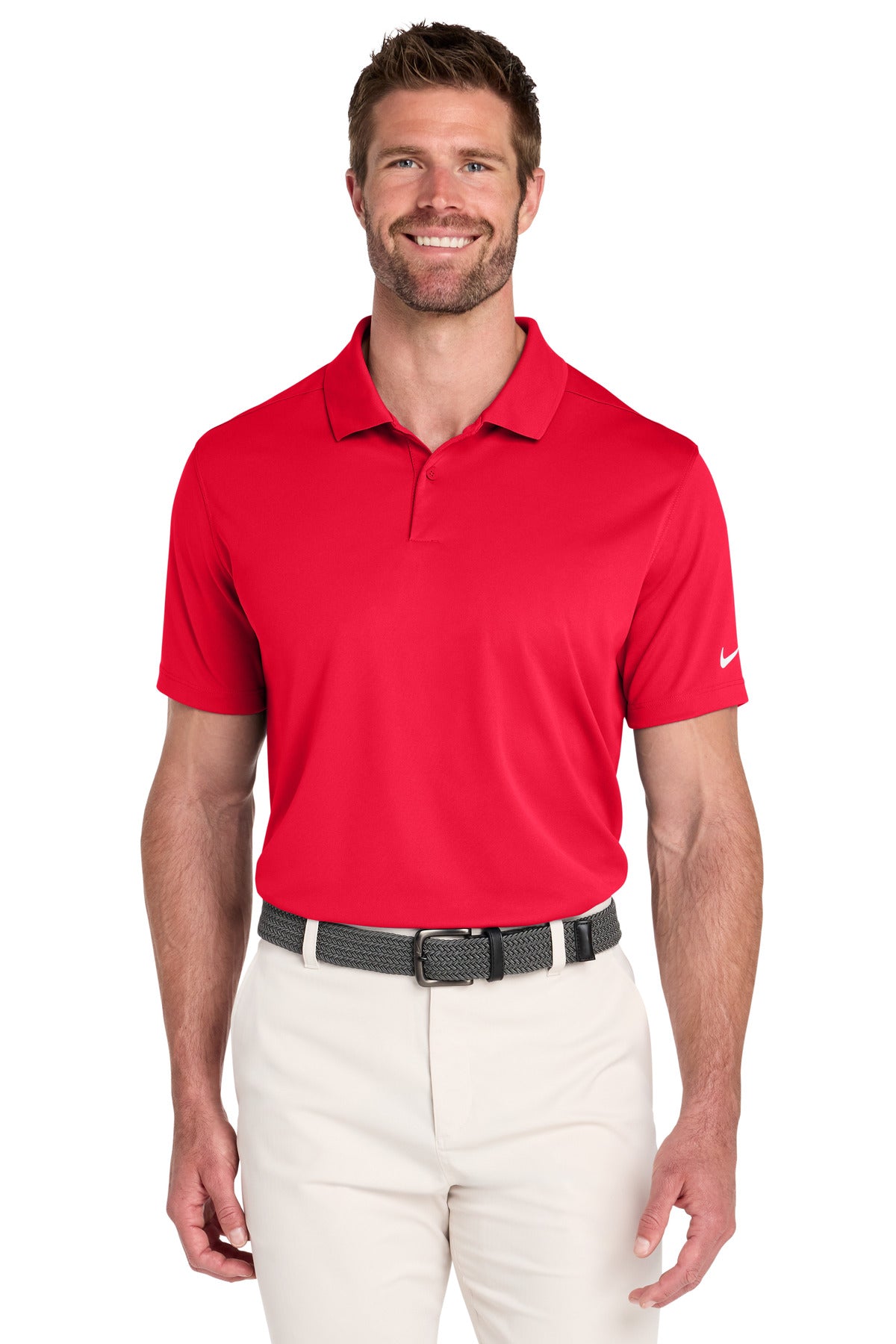 Custom University Red Victory Solid Polo NKDX6684, personalized by SanCanDo Swag in Argyle, TX
