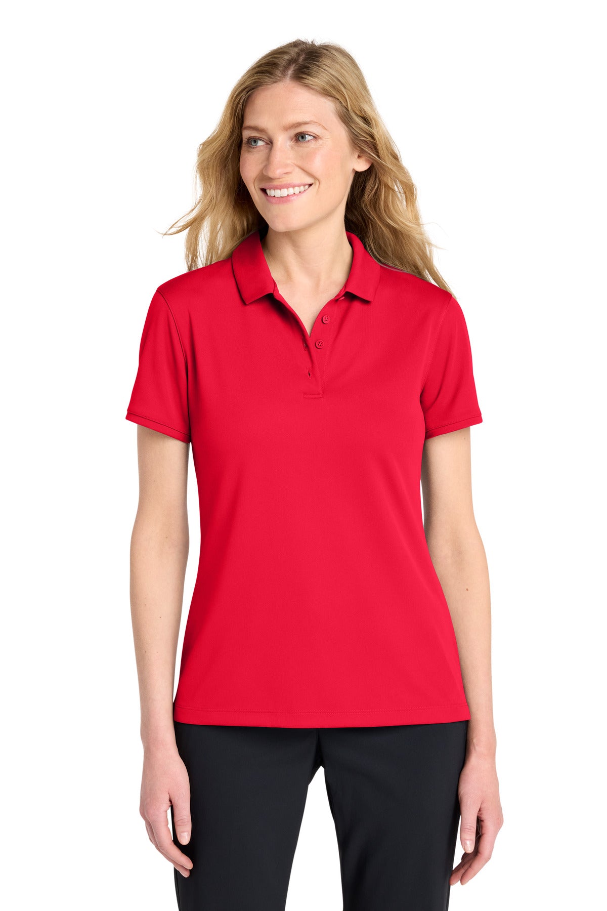 Custom University Red Women's Victory Solid Polo NKDX6685, personalized by SanCanDo Swag in Argyle, TX