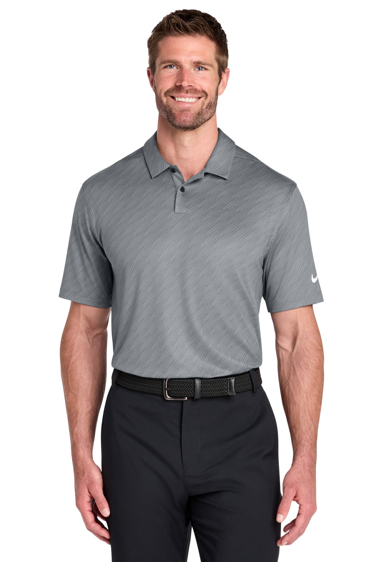 Custom Cool Grey Vapor Dash Polo NKDX6688, personalized by SanCanDo Swag in Argyle, TX