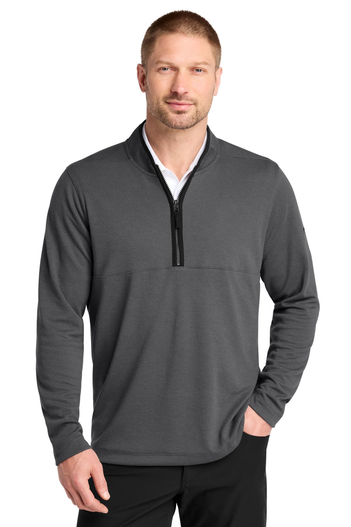 Custom Dark Grey Textured 1/2-Zip Cover-Up NKDX6702, personalized by SanCanDo Swag in Argyle, TX