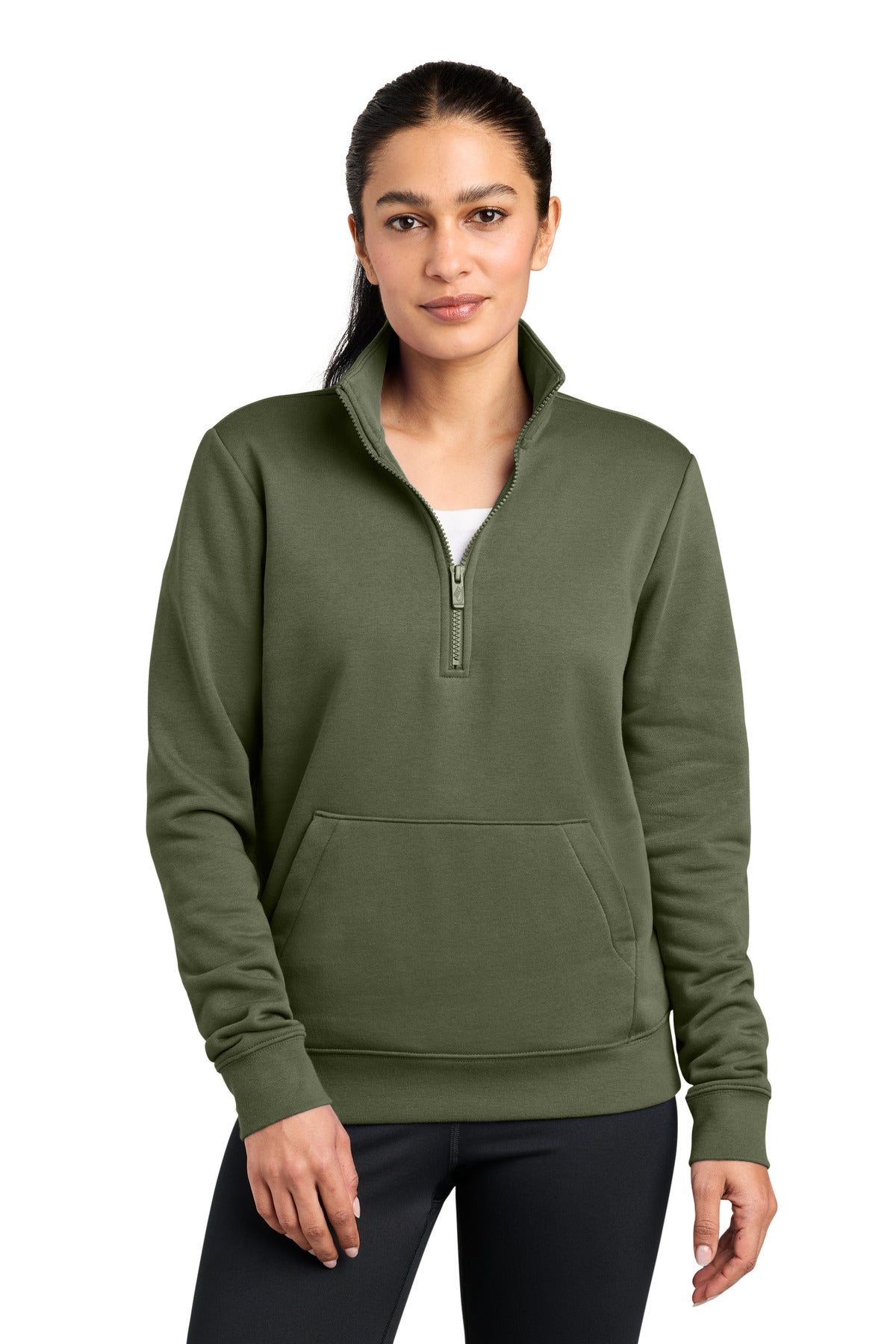 Custom Medium Olive Club Fleece Sleeve Swoosh 1/2-Zip NKDX6720, personalized by SanCanDo Swag in Argyle, TX
