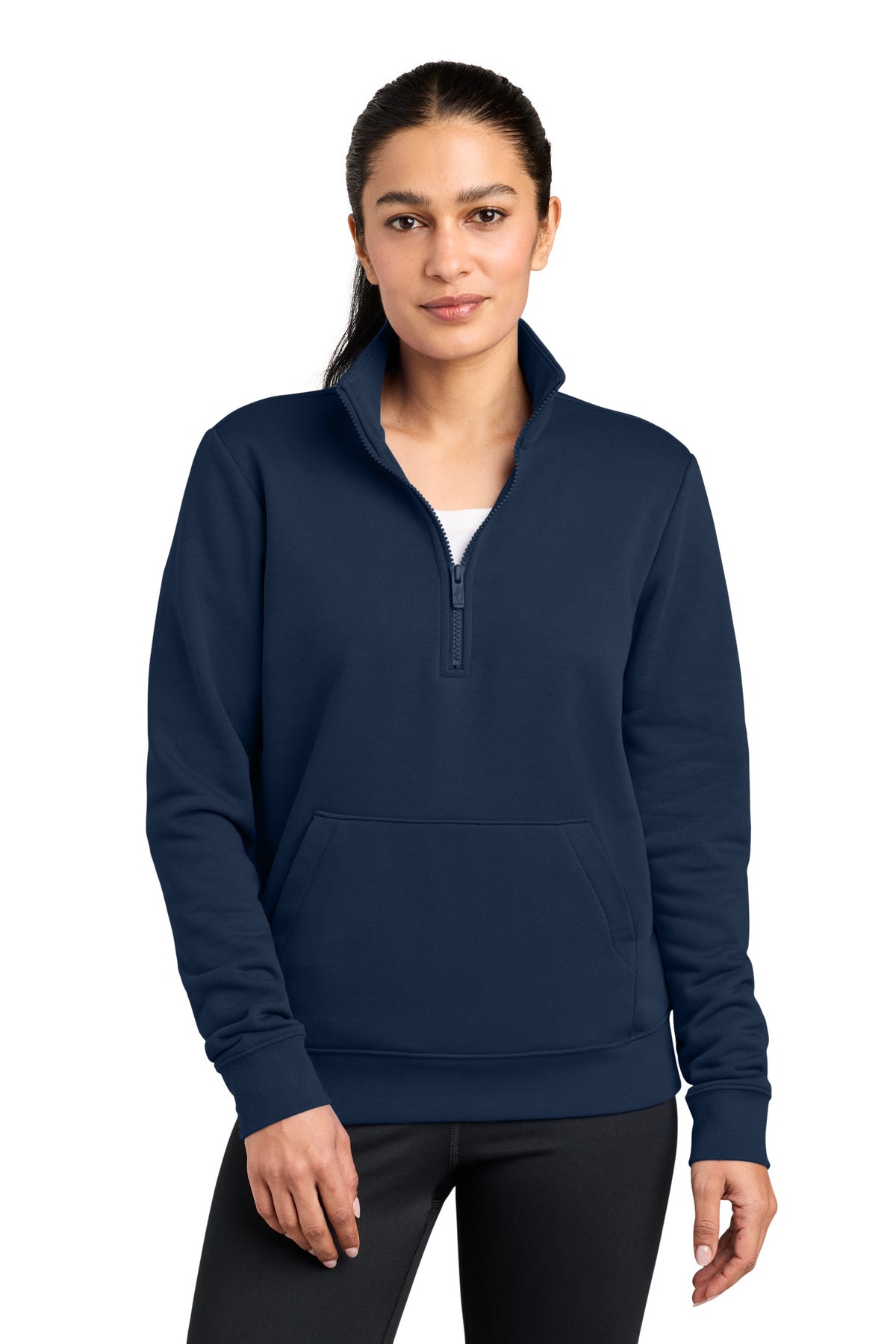 Custom Midnight Navy Club Fleece Sleeve Swoosh 1/2-Zip NKDX6720, personalized by SanCanDo Swag in Argyle, TX