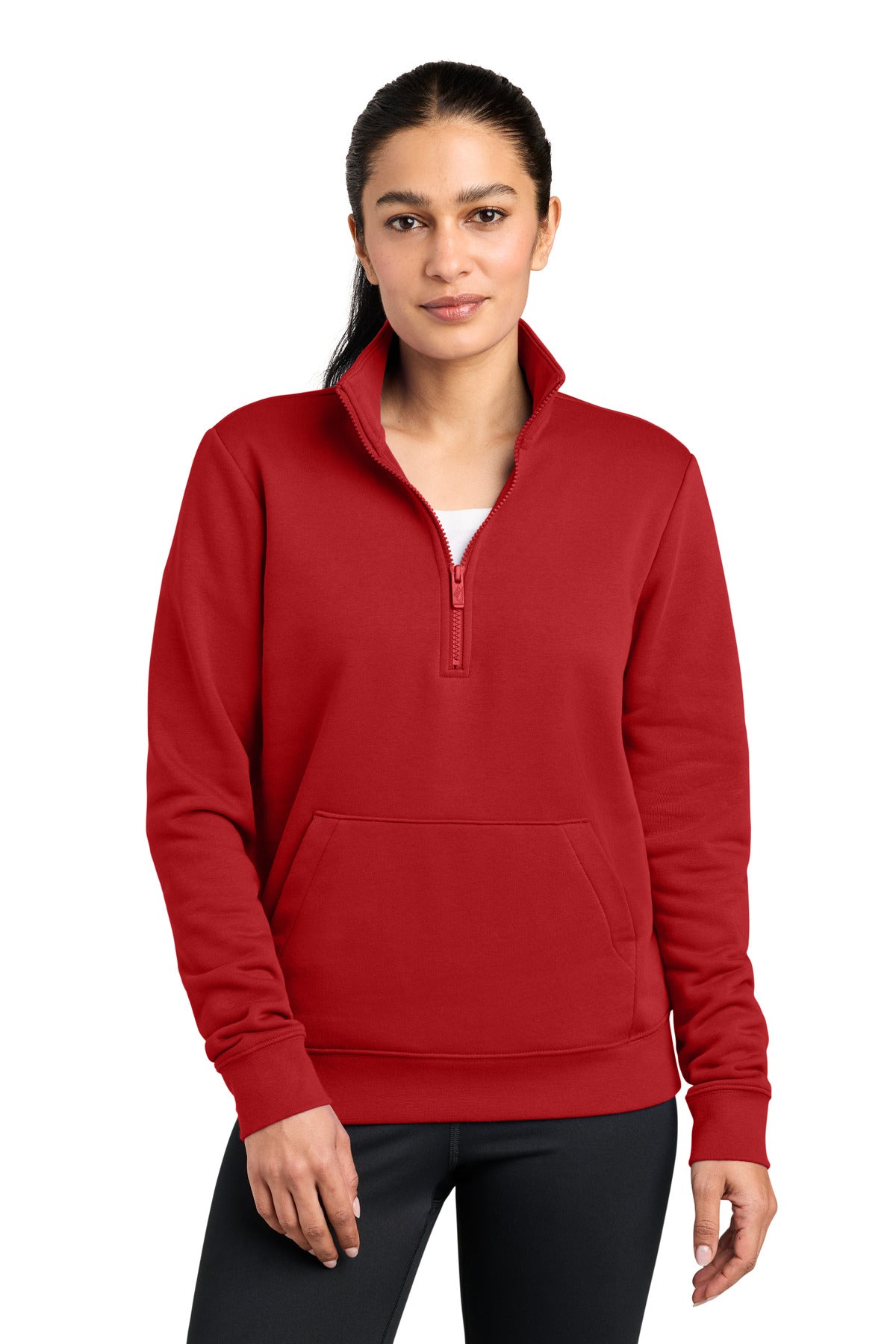 Custom University Red Club Fleece Sleeve Swoosh 1/2-Zip NKDX6720, personalized by SanCanDo Swag in Argyle, TX