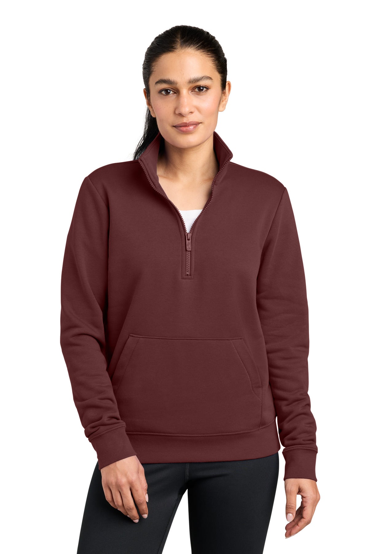 Custom Dark Team Red Club Fleece Sleeve Swoosh 1/2-Zip NKDX6720, personalized by SanCanDo Swag in Argyle, TX