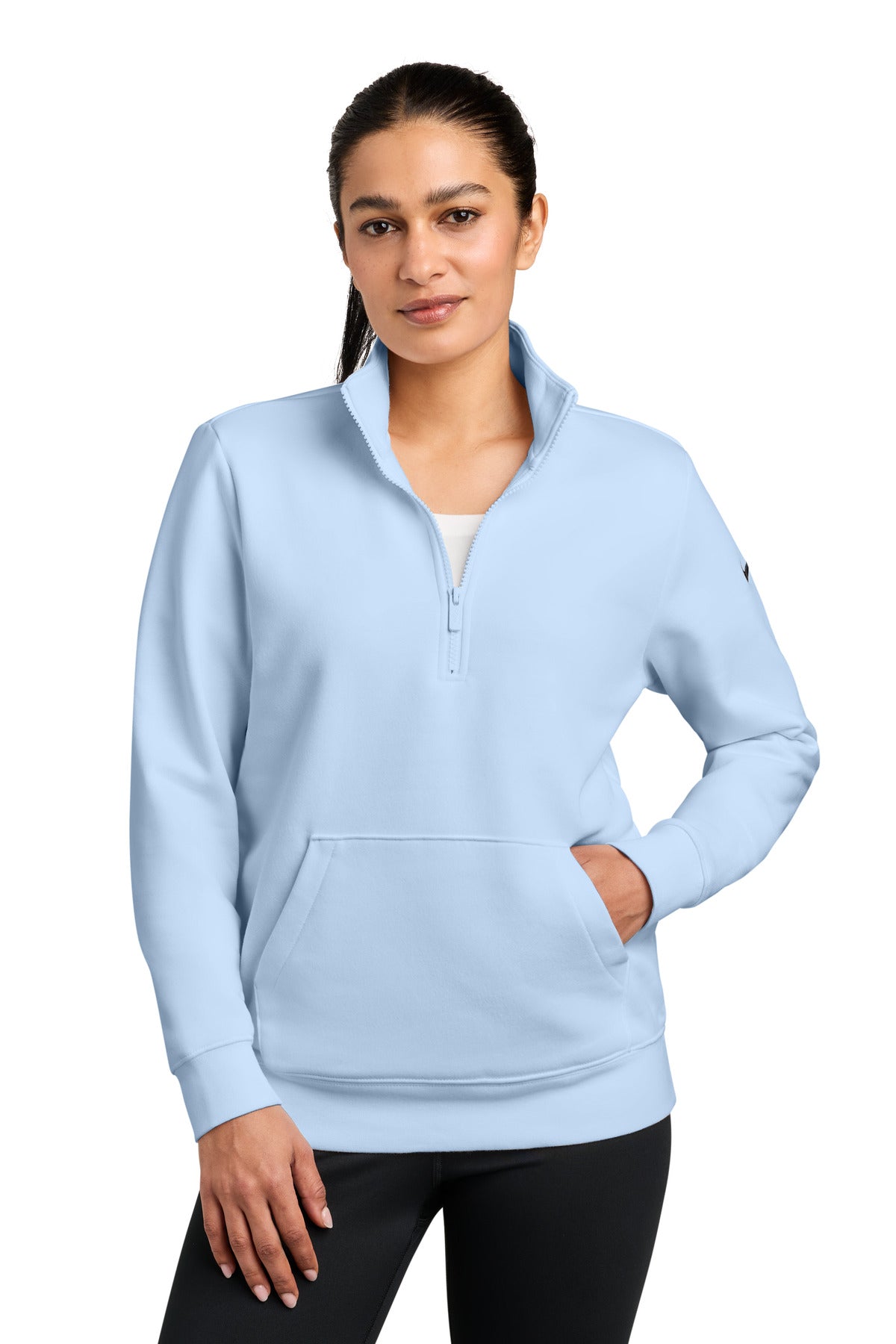 Custom Hydrogen Blue Club Fleece Sleeve Swoosh 1/2-Zip NKDX6720, personalized by SanCanDo Swag in Argyle, TX