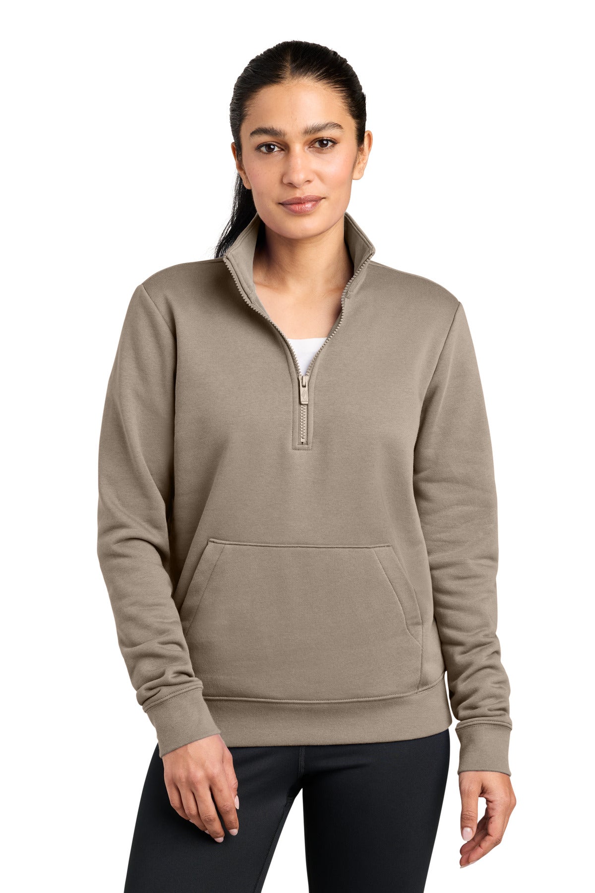 Custom Khaki Club Fleece Sleeve Swoosh 1/2-Zip NKDX6720, personalized by SanCanDo Swag in Argyle, TX