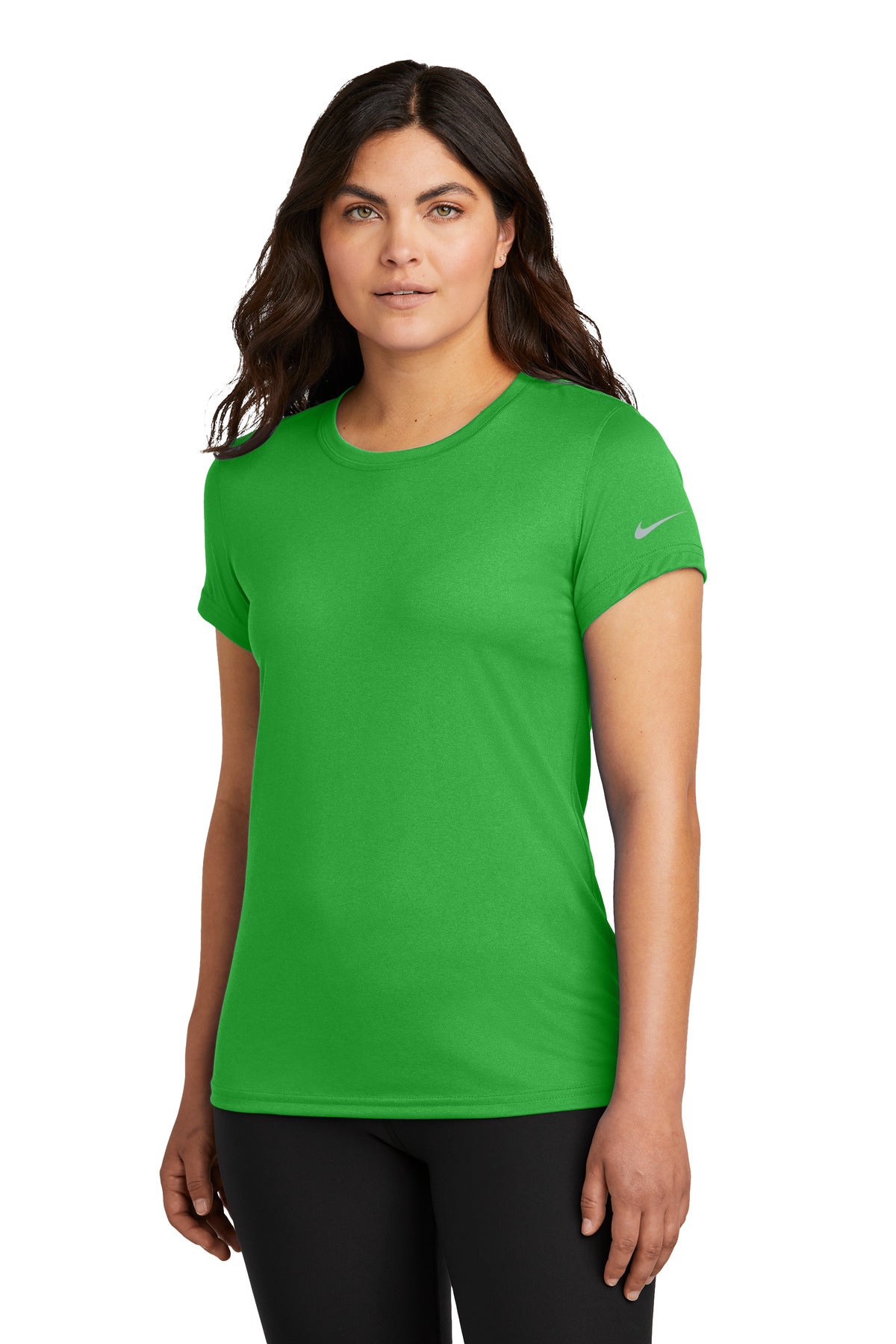 Custom Apple Green Women's Swoosh Sleeve rLegend Tee NKDX8734, personalized by SanCanDo Swag in Argyle, TX