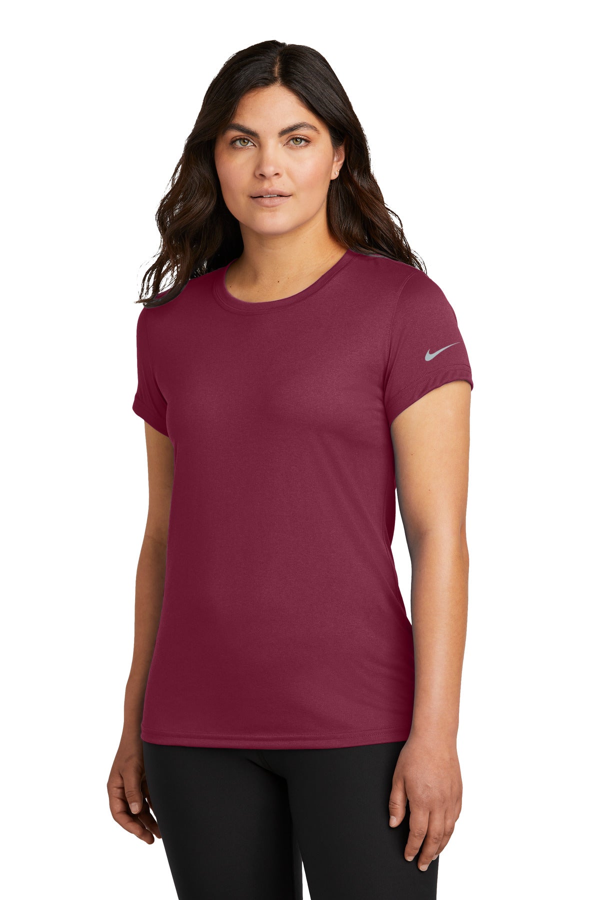 Custom Team Maroon Women's Swoosh Sleeve rLegend Tee NKDX8734, personalized by SanCanDo Swag in Argyle, TX