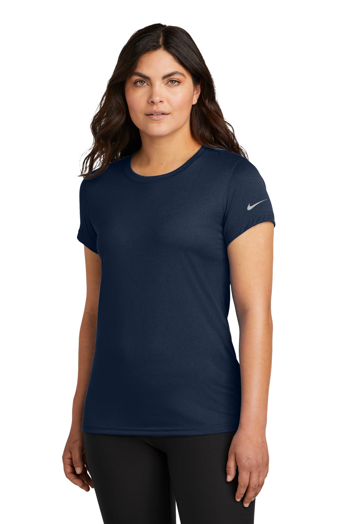 Custom College Navy Women's Swoosh Sleeve rLegend Tee NKDX8734, personalized by SanCanDo Swag in Argyle, TX