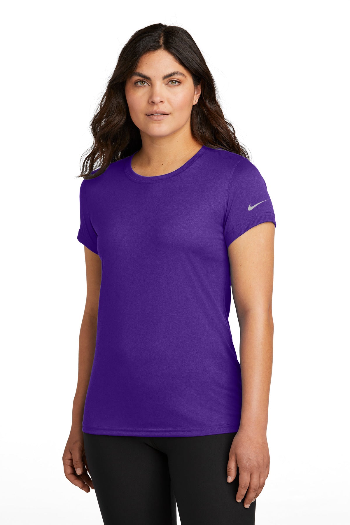 Custom Court Purple Women's Swoosh Sleeve rLegend Tee NKDX8734, personalized by SanCanDo Swag in Argyle, TX